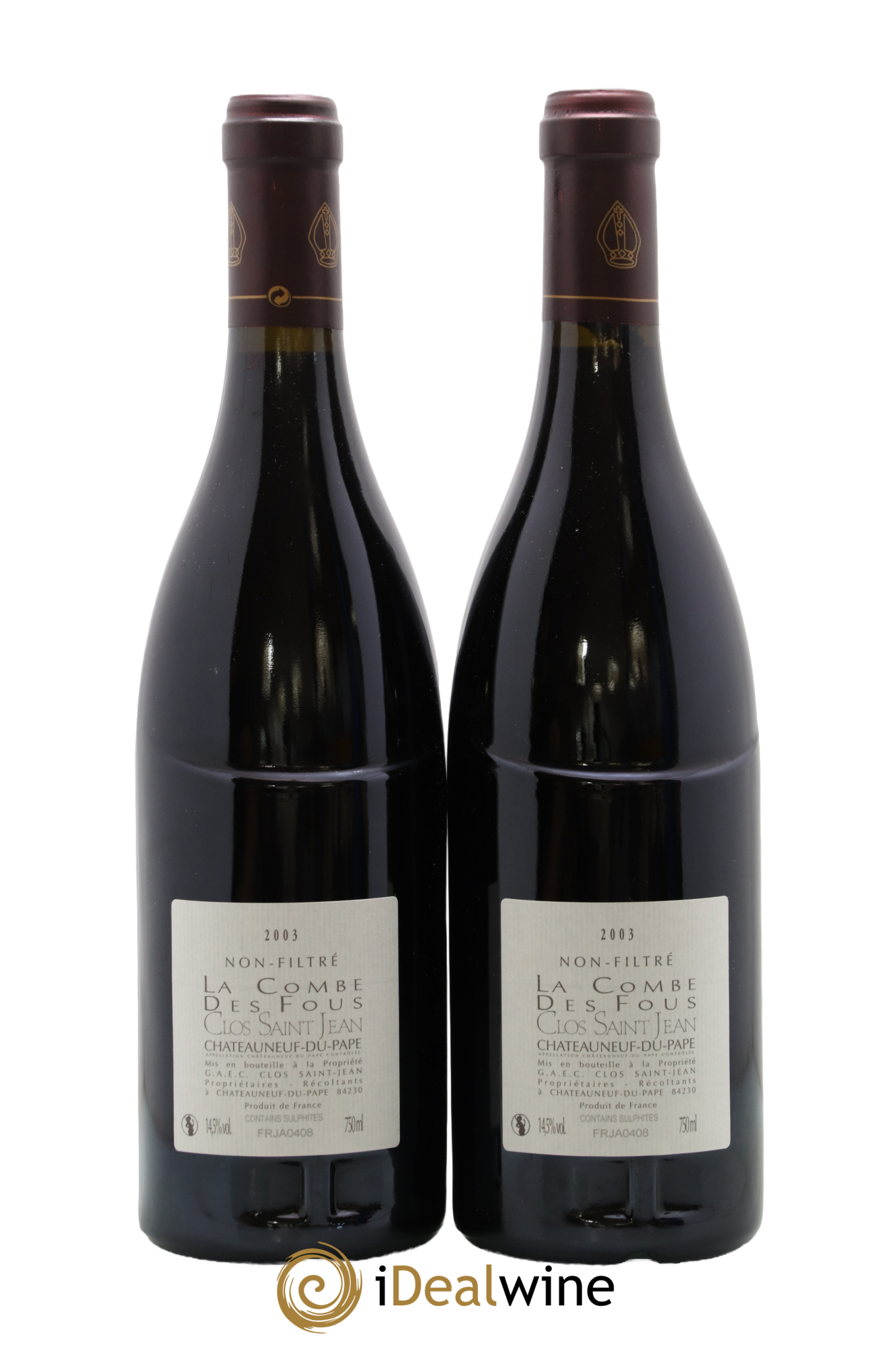 Châteauneuf-du-Pape Clos Saint-Jean La Combe des Fous Pascal et Vincent Maurel 2003 - Lotto di 2 bottiglie - 1