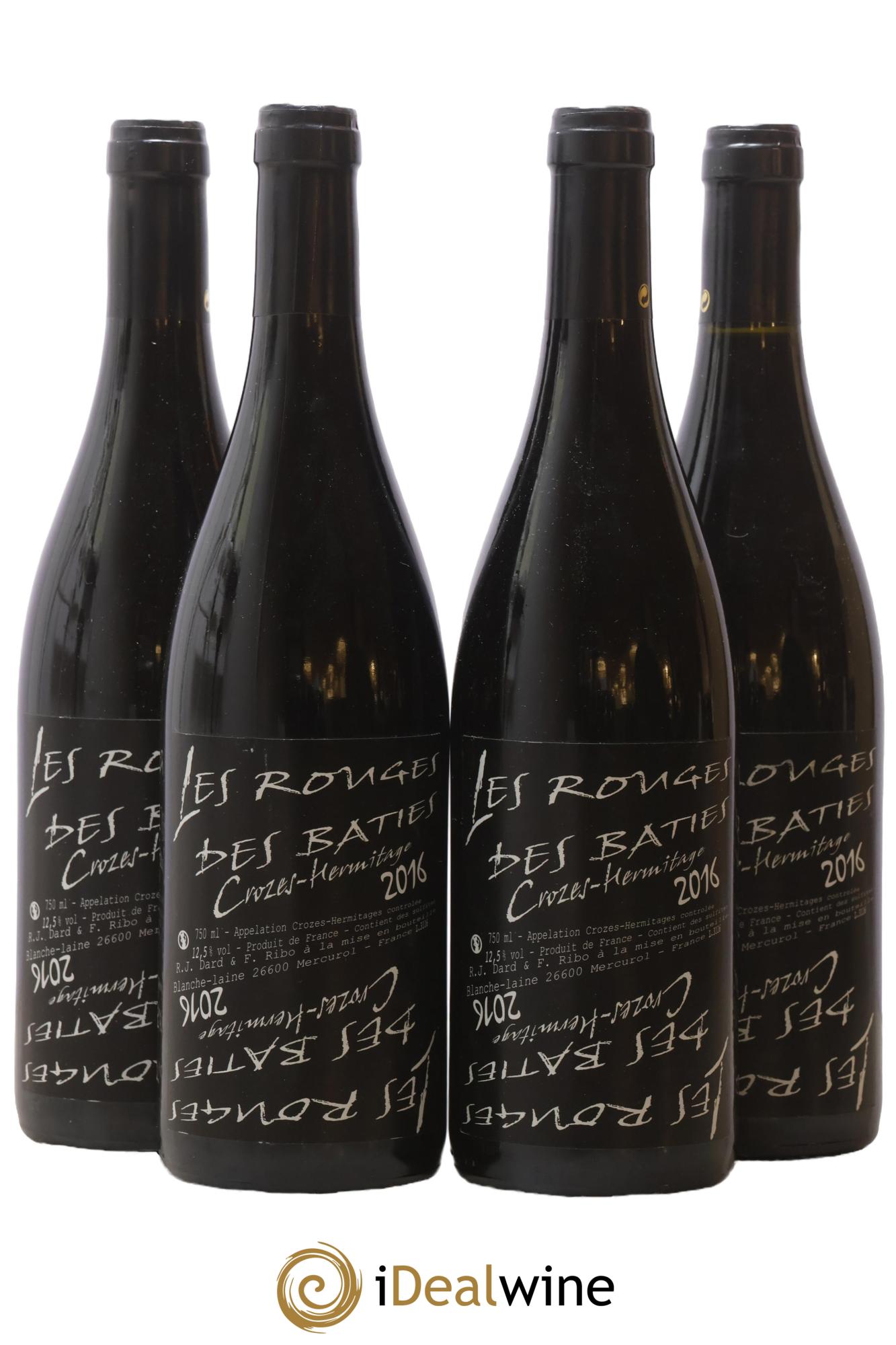 Crozes-Hermitage Les Rouges des Bâties Dard et Ribo (Domaine) 2016 - Lot of 4 bottles - 0