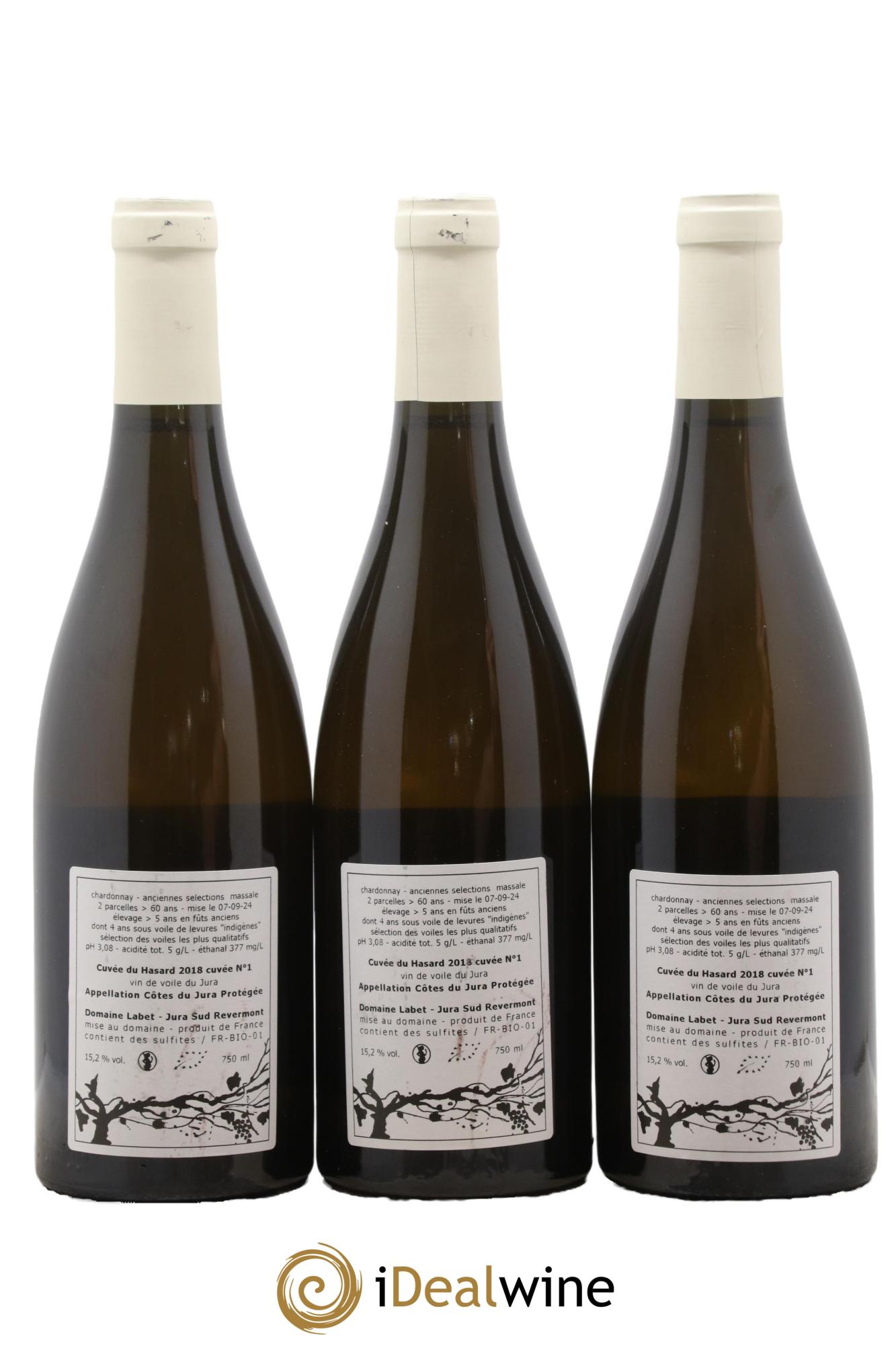 Côtes du Jura Vin de voile Chardonnay du Hasard Romain - Julien - Charline Labet 2018 - Posten von 3 Flaschen - 1