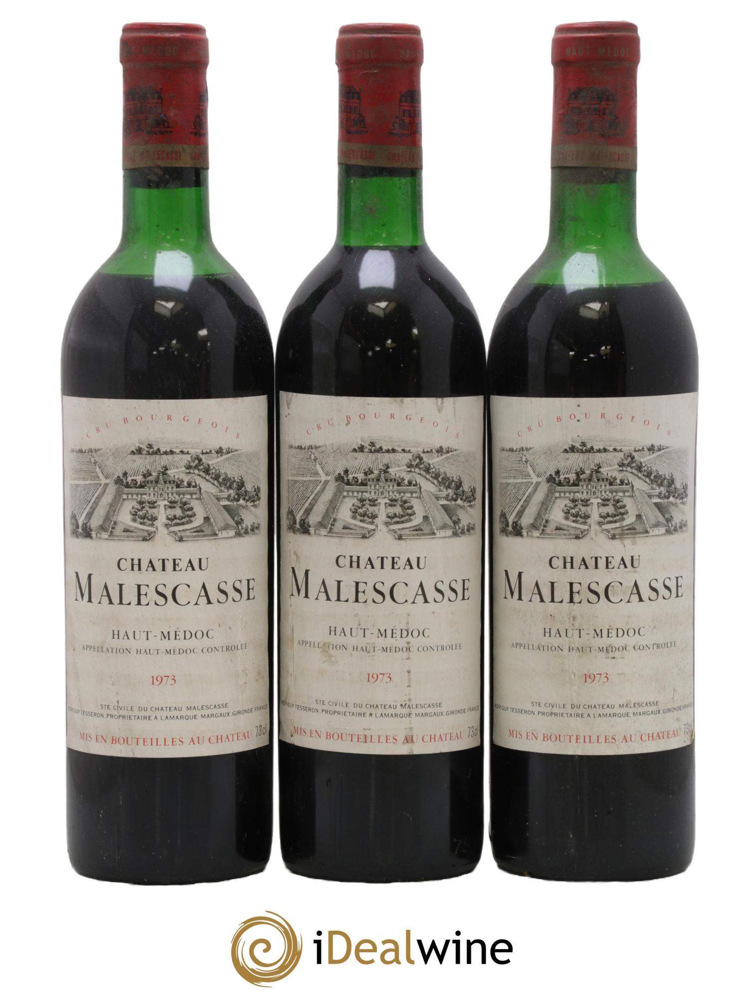 Château Malescasse Cru Bourgeois Exceptionnel  1973 - Lot of 3 bottles - 0