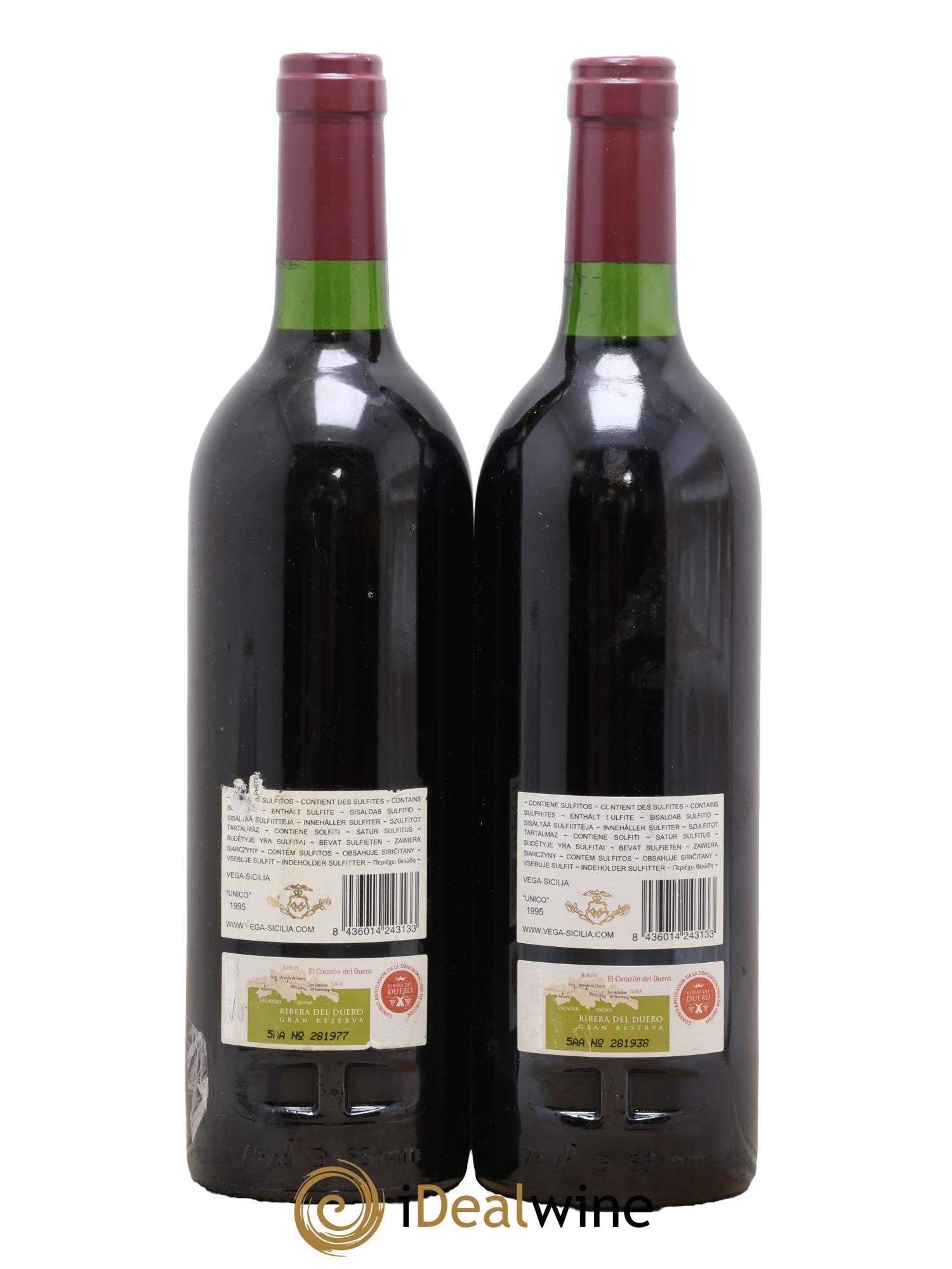 Ribera Del Duero DO Unico Cosecha Vega Sicilia 1995 - Posten von 2 Flaschen - 1