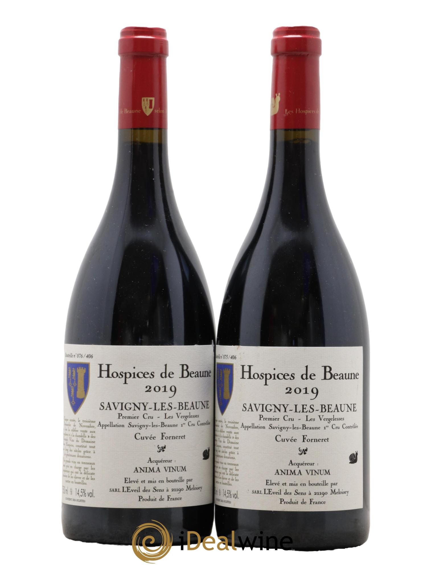 Savigny-lès-Beaune 1er Cru Les Vergelesses Cuvée Forneret Hospices de Beaune SARL L'Eveil des Sens 2019 - Lot de 2 bouteilles - 0
