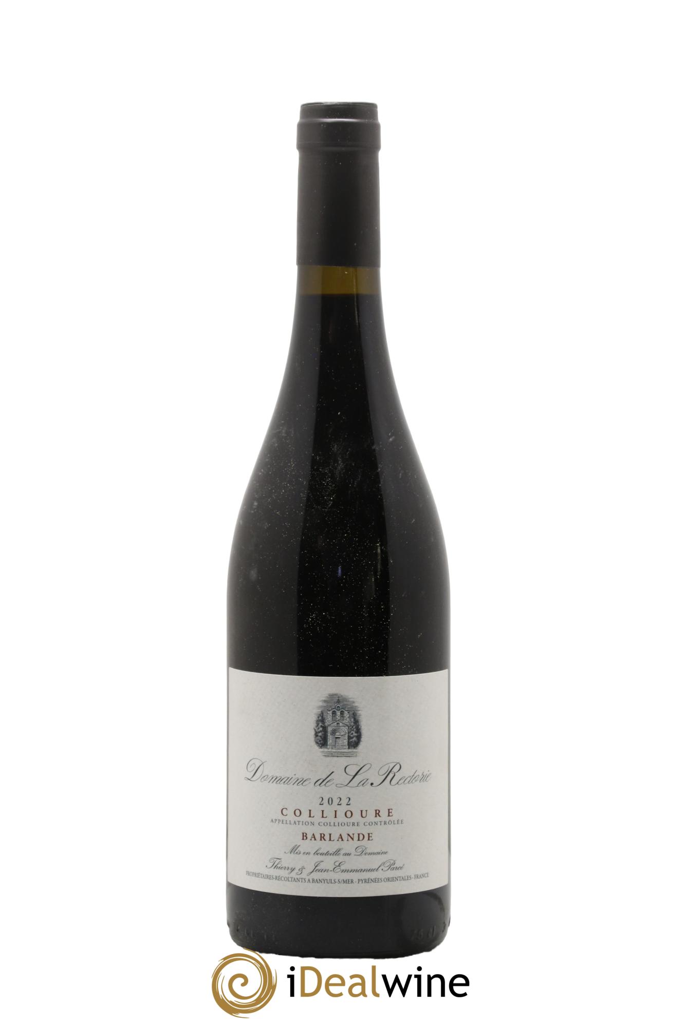 Collioure La Rectorie (Domaine de) Barlande Thierry et Jean Emmanuel Parcé 2022 - Lot of 1 bottle - 0
