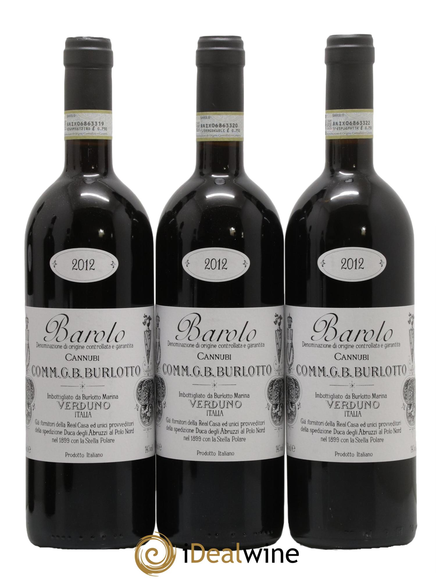 Barolo DOCG Cannubi Comm. Giovan Battista Burlotto 2012 - Lotto di 3 bottiglie - 0