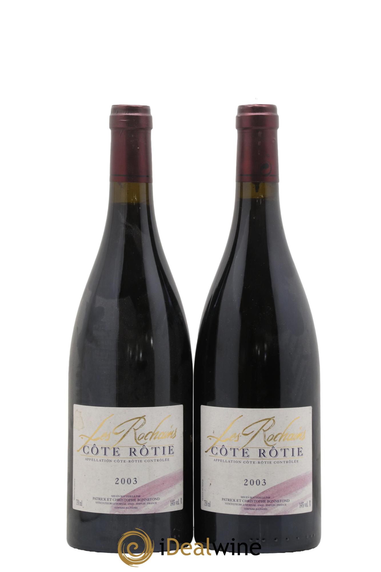 Côte-Rôtie Les Rochains Domaine Bonnefond 2003 - Lot de 2 bouteilles - 0