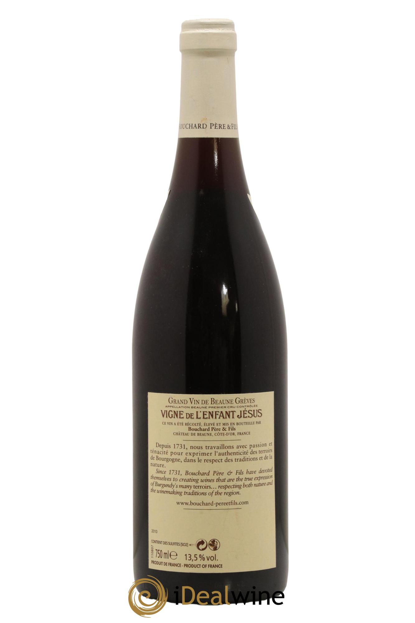 Beaune 1er Cru Grèves - Vigne de l'Enfant Jésus Bouchard Père & Fils  2010 - Posten von 1 Flasche - 1