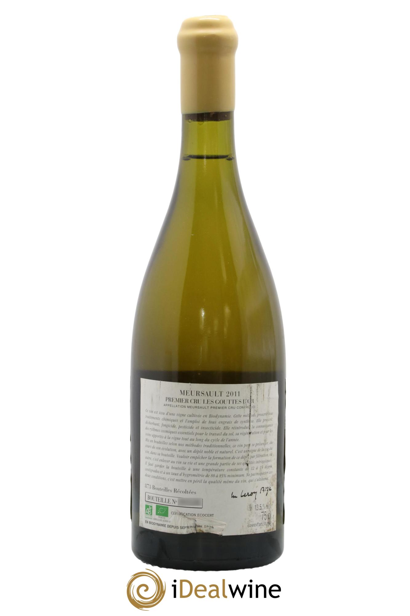 Meursault 1er Cru Les Gouttes d'Or d'Auvenay (Domaine) 2011 - Lot de 1 bouteille - 1
