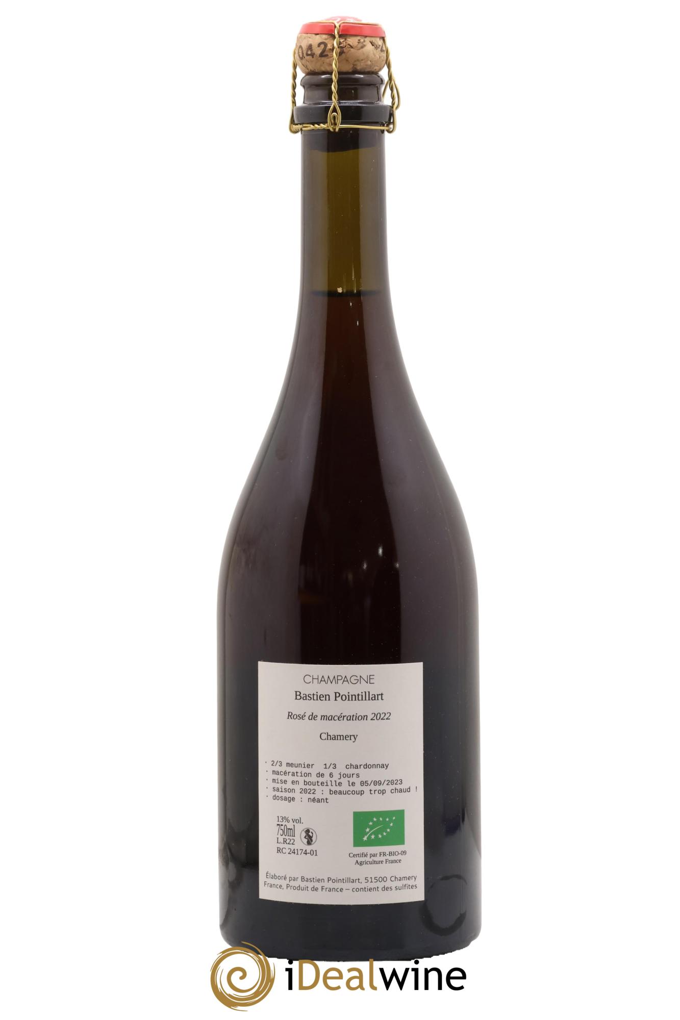Champagne - Rosé de macération Chamery Bastien Pointillart 2022 - Lot de 1 bouteille - 1