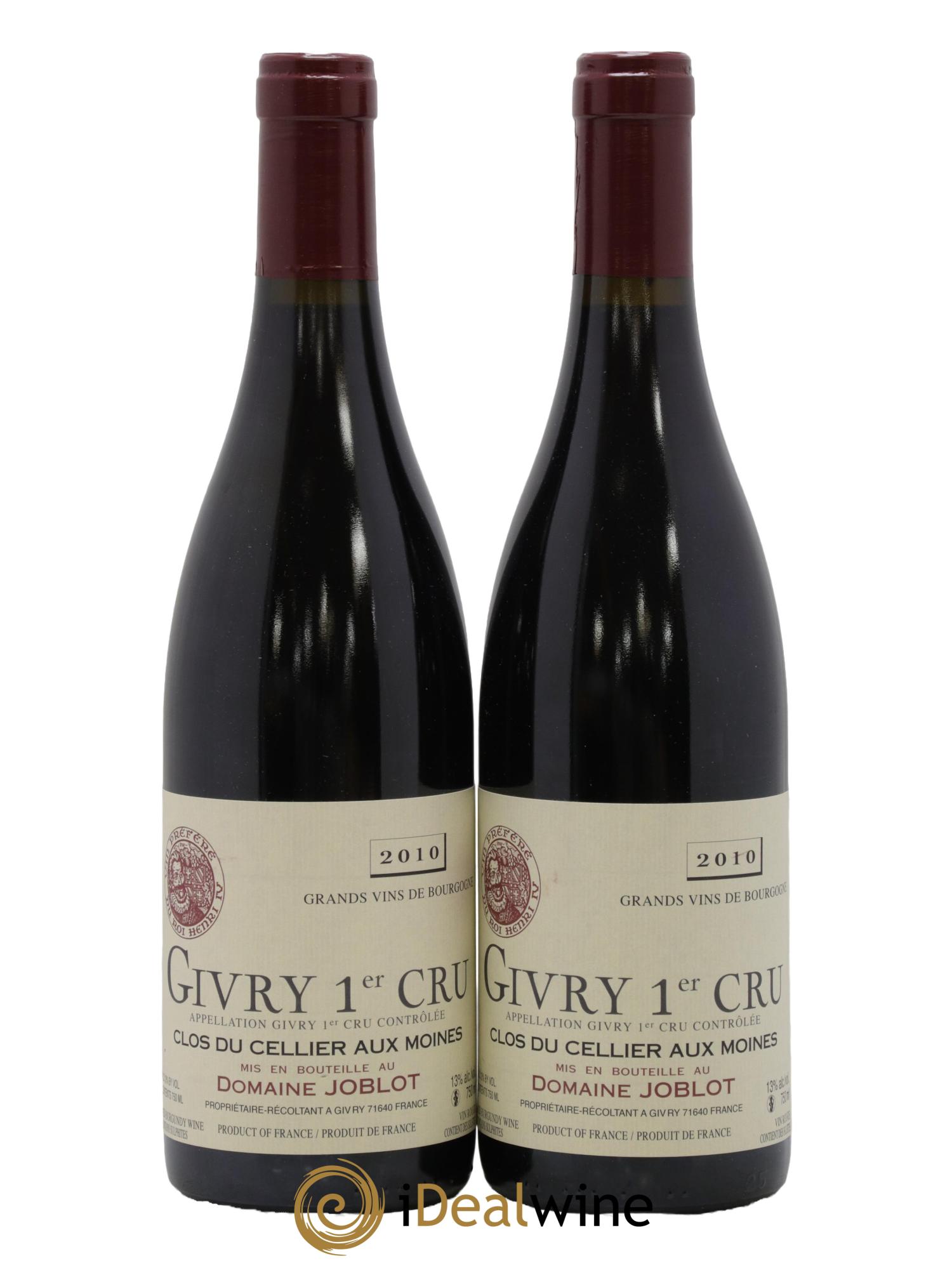 Givry 1er Cru Clos du Cellier aux Moines Joblot (Domaine) 2010 - Lot de 2 bouteilles - 0