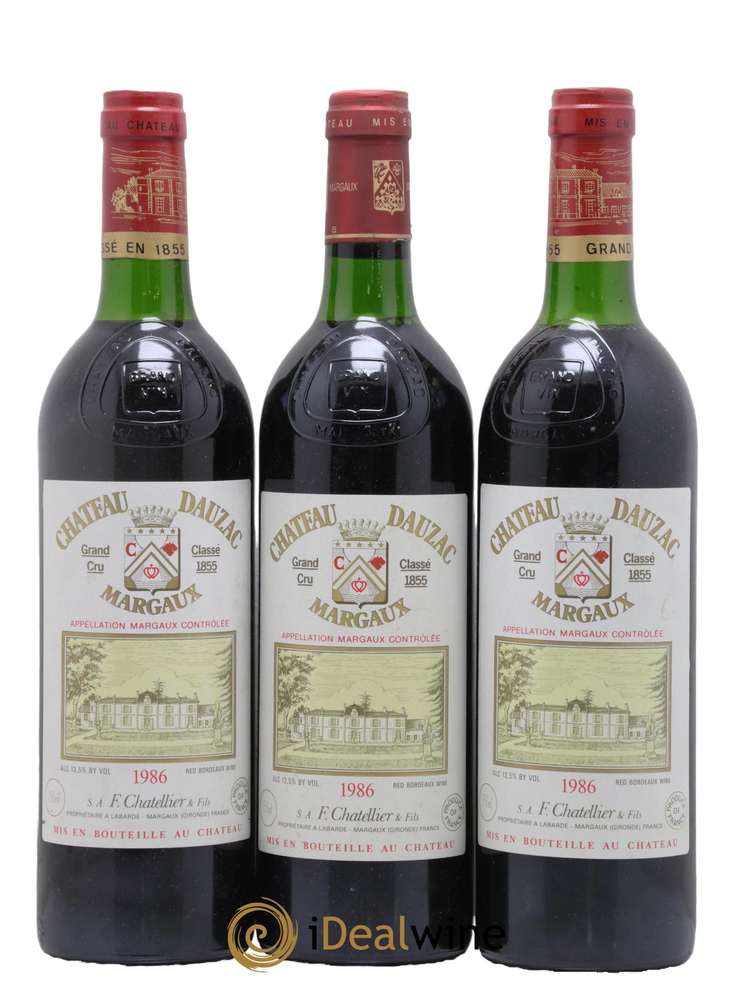 Château Dauzac 5ème Grand Cru Classé 1986 - Lot de 3 bouteilles - 0