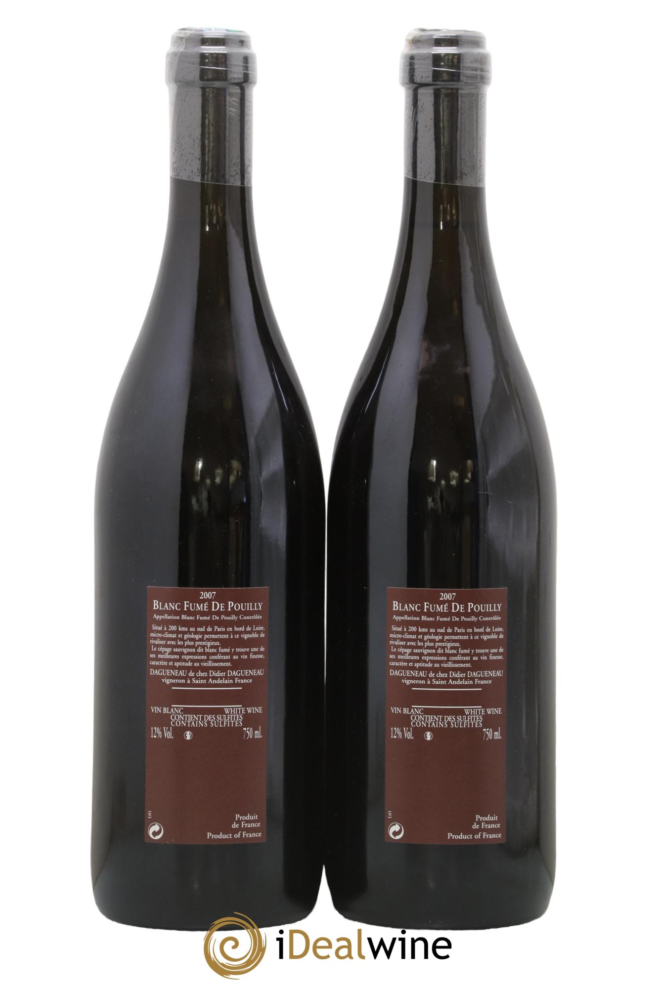 Vin de France (anciennement Pouilly-Fumé) Pur Sang Dagueneau (Domaine Didier - Louis-Benjamin) 2007 - Lot de 2 bouteilles - 1