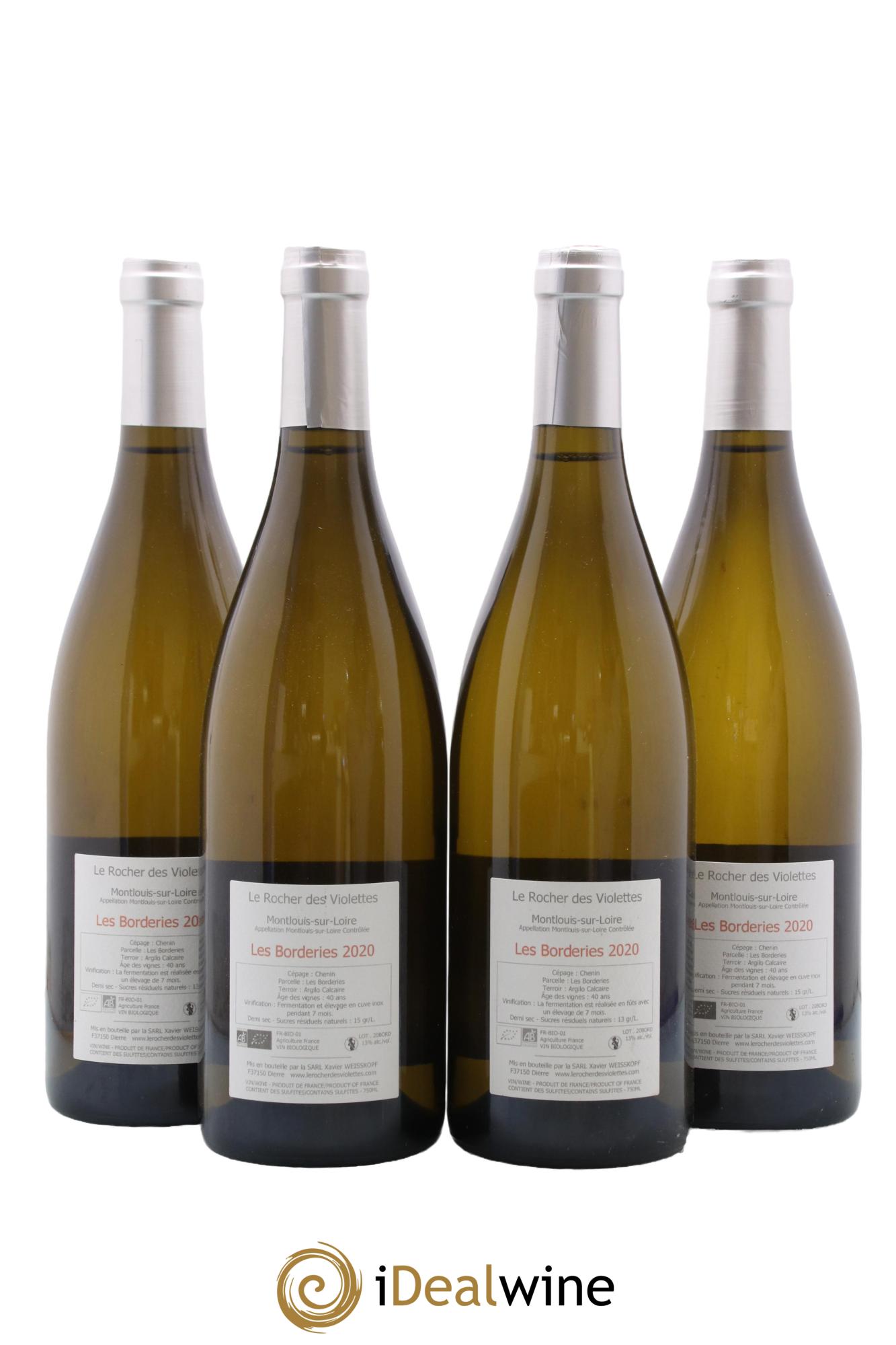 Montlouis-sur-Loire Les Borderies Le Rocher des Violettes  2020 - Lot de 4 bouteilles - 1