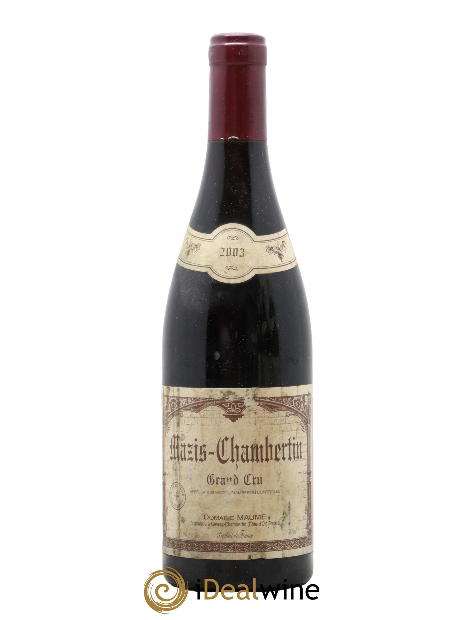 Mazis-Chambertin Grand Cru Maume (Domaine) 2003 - Lot de 1 bouteille - 0