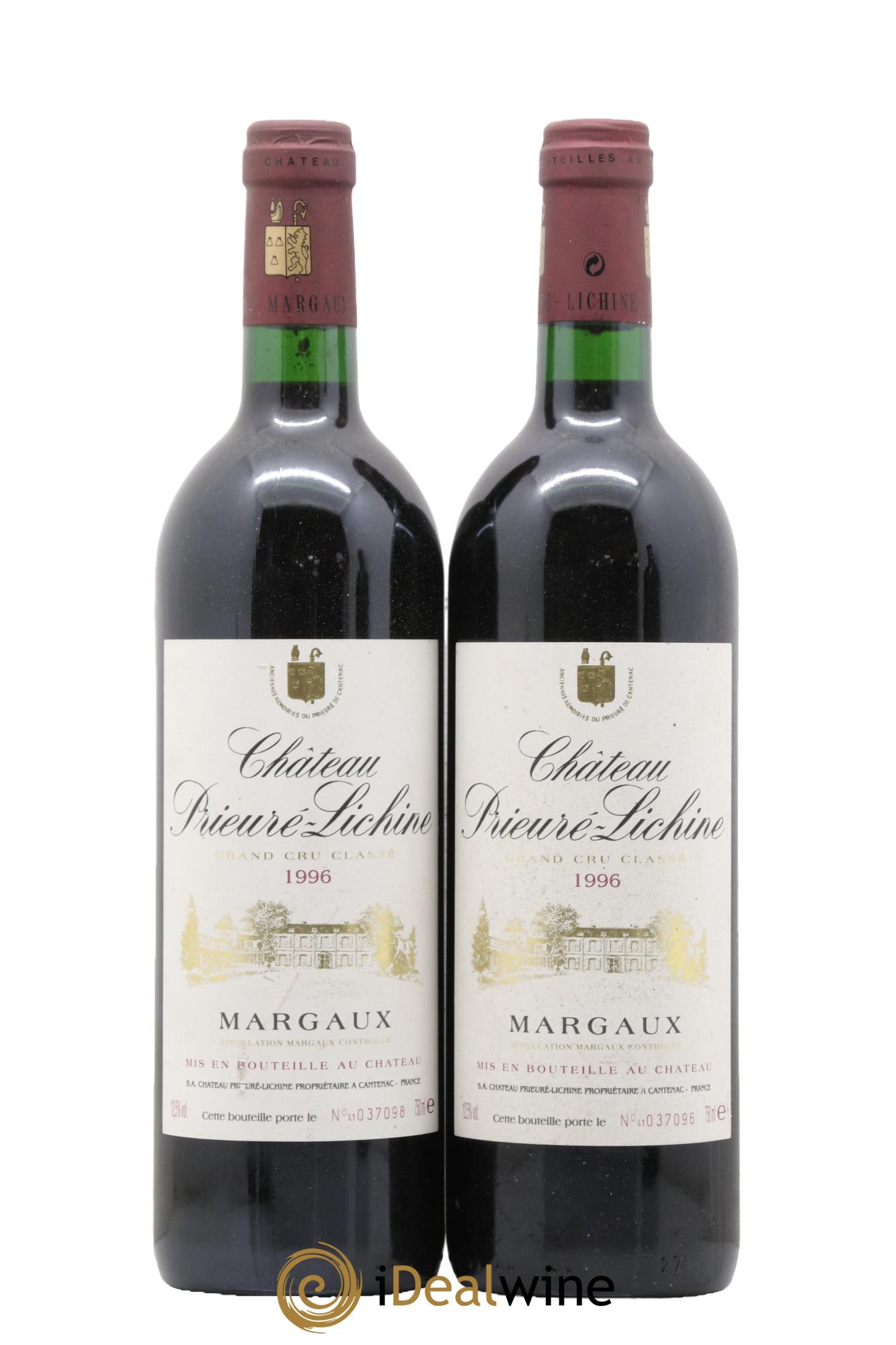 Château Prieuré Lichine 4ème Grand Cru Classé 1996 - Lot de 2 bouteilles - 0