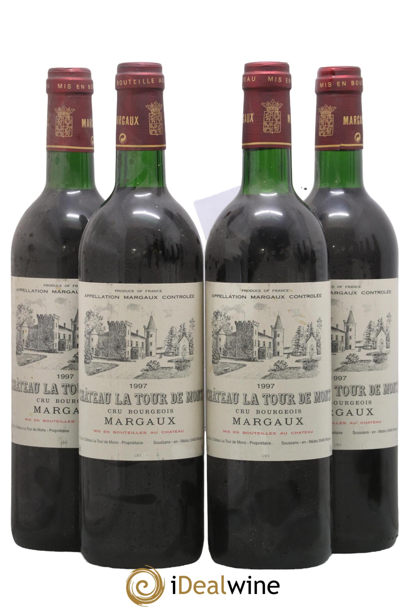 Château la Tour de Mons Cru Bourgeois 1997 - Lot de 4 bouteilles - 0