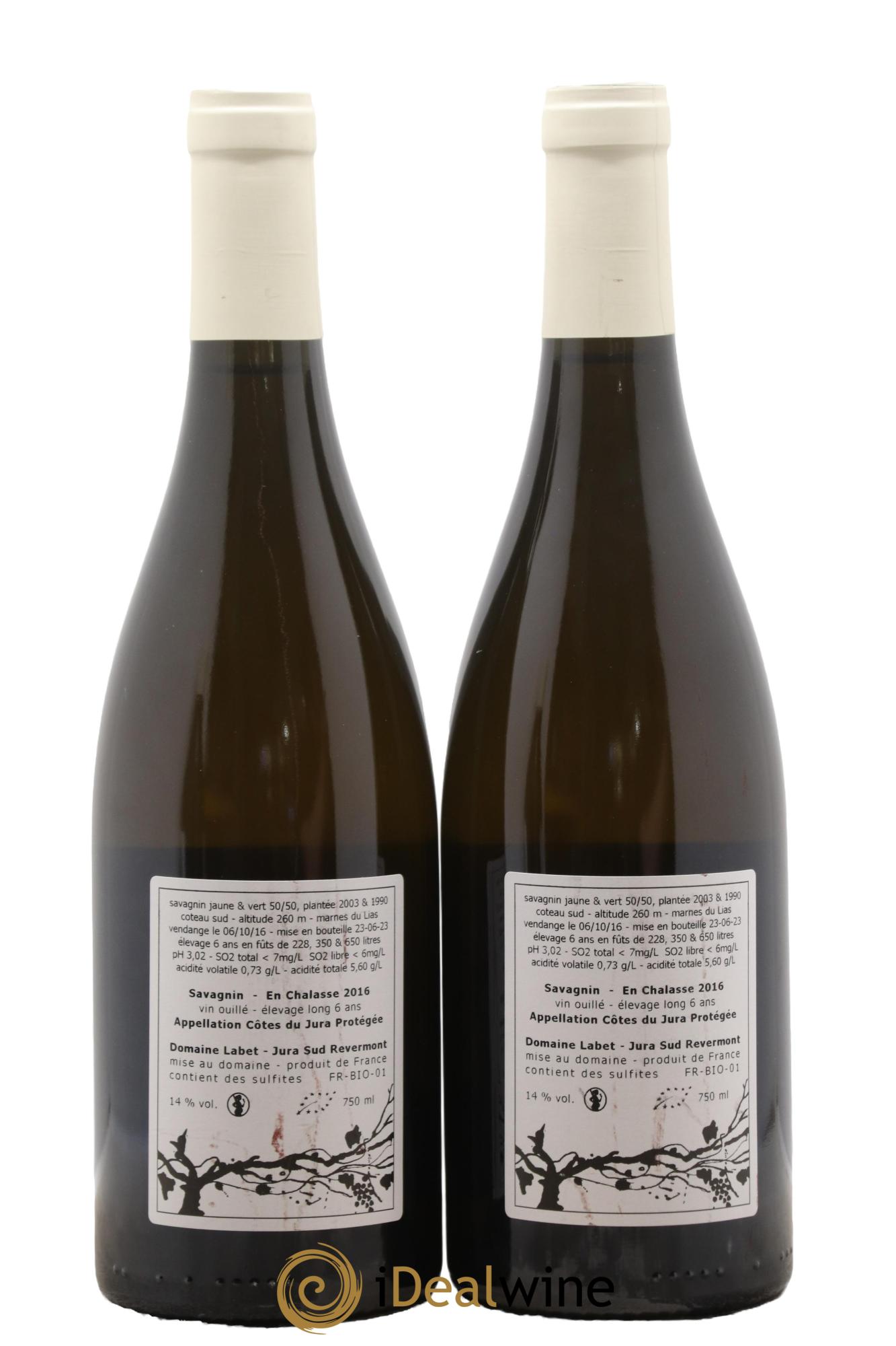 Côtes du Jura Savagnin en Chalasse Elevage Long Romain - Julien  - Charline Labet 2016 - Lot of 2 bottles - 1
