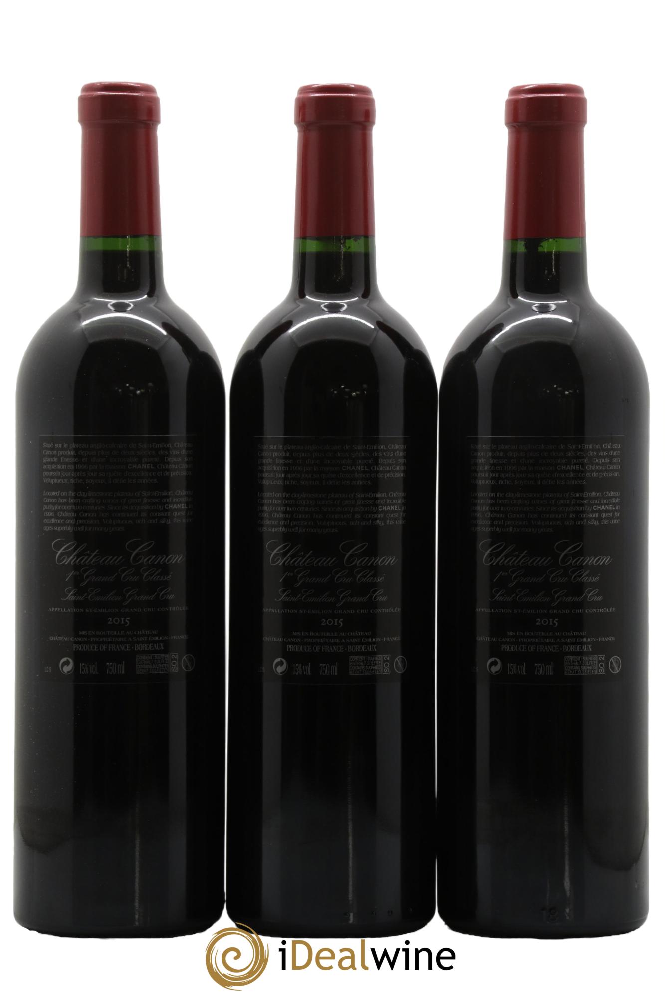 Château Canon 1er Grand Cru Classé B 2015 - Lotto di 3 bottiglie - 1