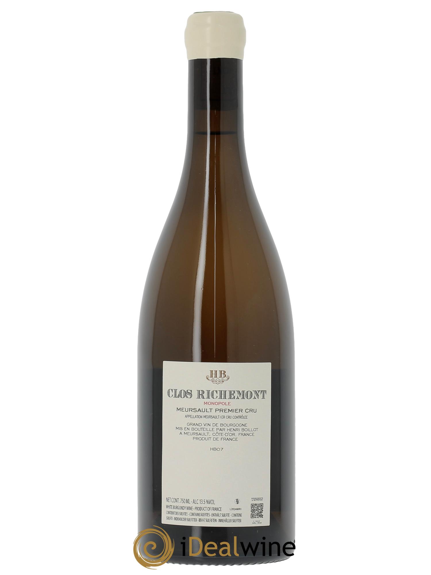 Meursault 1er Cru Clos Richemont Monopole Henri Boillot (Domaine) 2024 - Lot of 1 bottle - 1