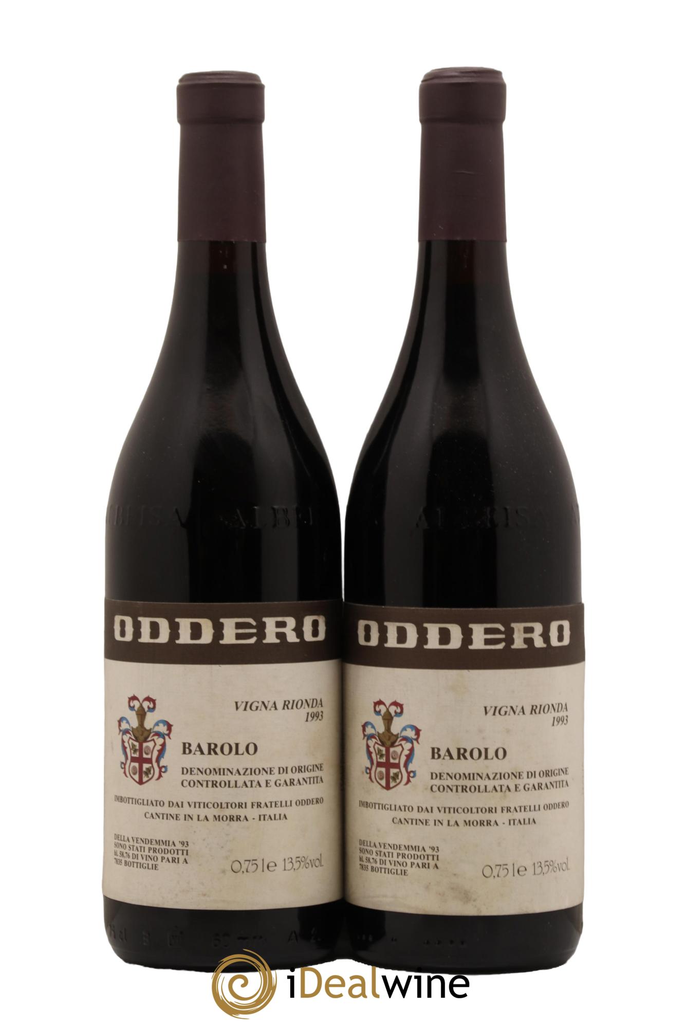 Barolo DOCG Vigna Rionda Oddero 1993 - Lot of 2 bottles - 0