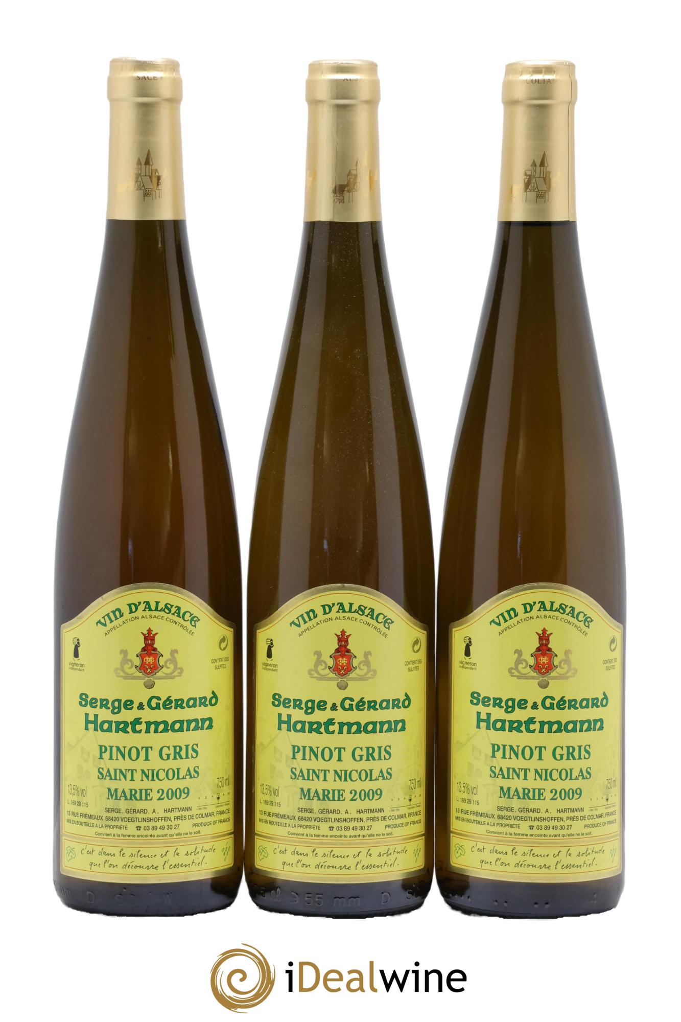 Alsace Pinot Gris Saint Nicolas Marie Hartmann 2009 - Lot of 3 bottles - 0