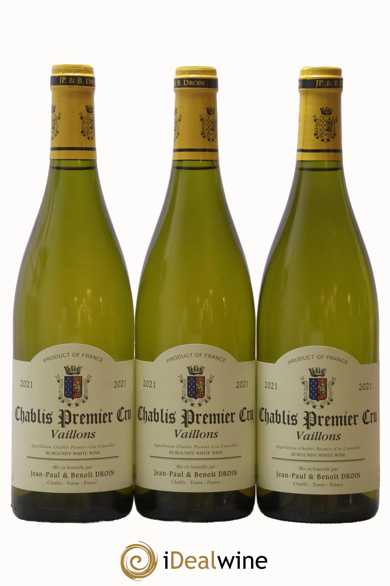 Chablis 1er Cru Vaillons Jean-Paul & Benoît Droin (Domaine)  2021 - Lotto di 3 bottiglie - 0