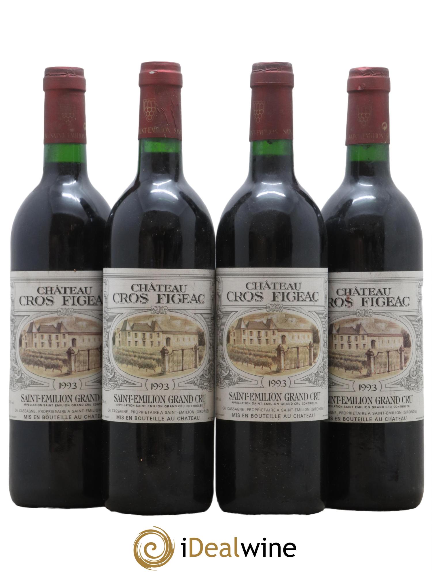 Saint-Émilion Grand Cru Chateau Cros Figeac 1993 - Lot de 4 bouteilles - 0
