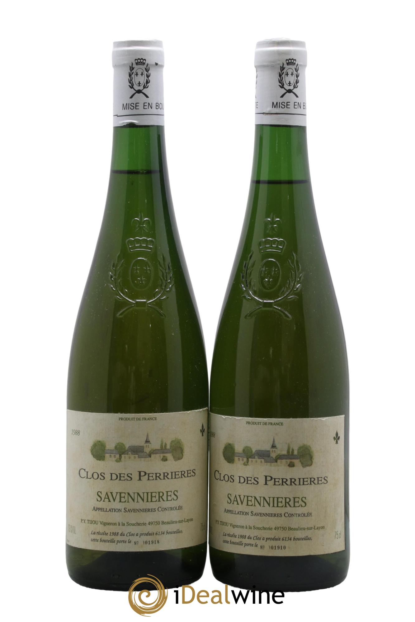 Savennières Clos des Perrières Château Soucherie 1988 - Lot de 2 bouteilles - 0