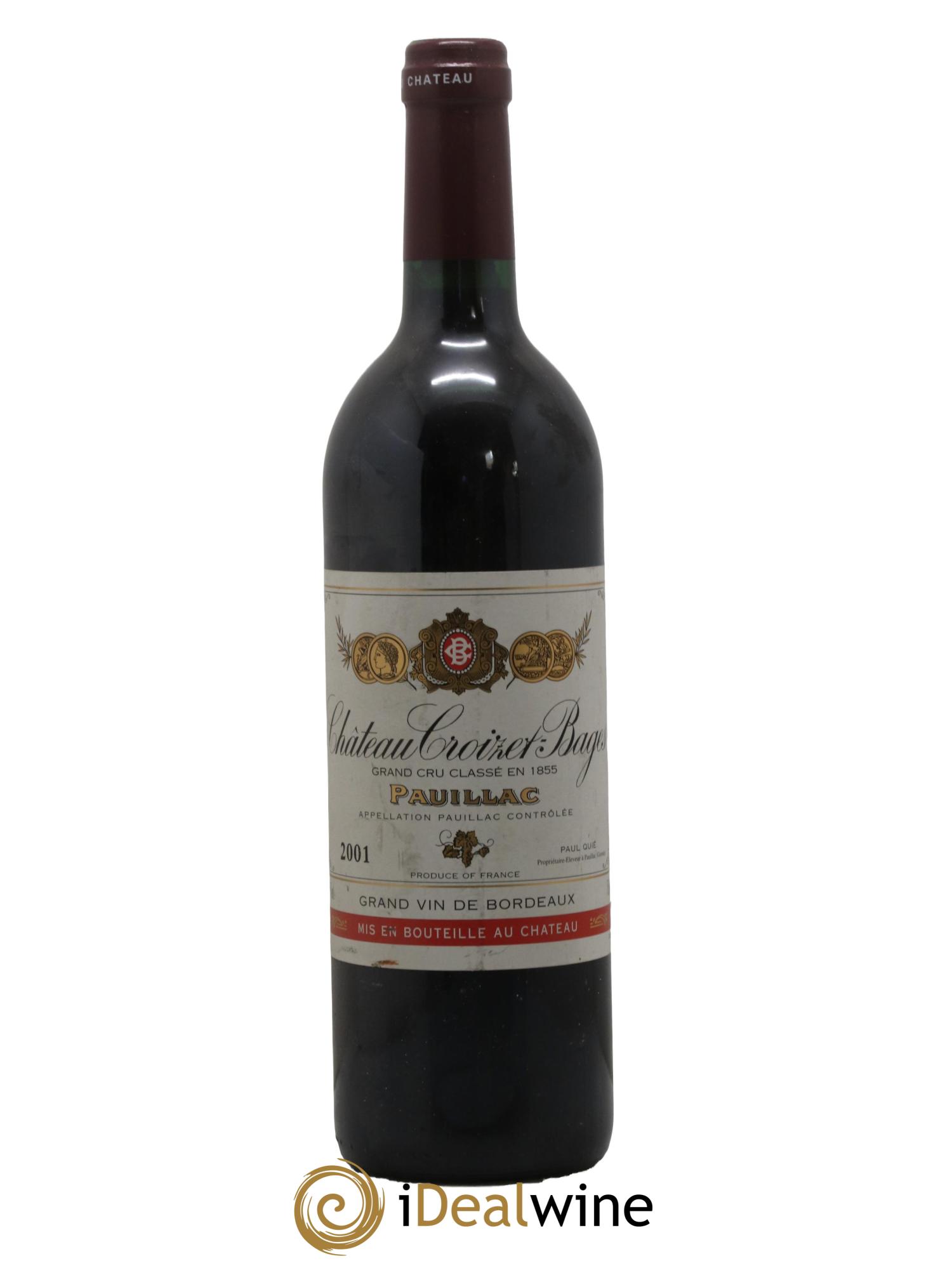 Château Croizet Bages 5ème Grand Cru Classé 2001 - Lot de 1 bouteille - 0