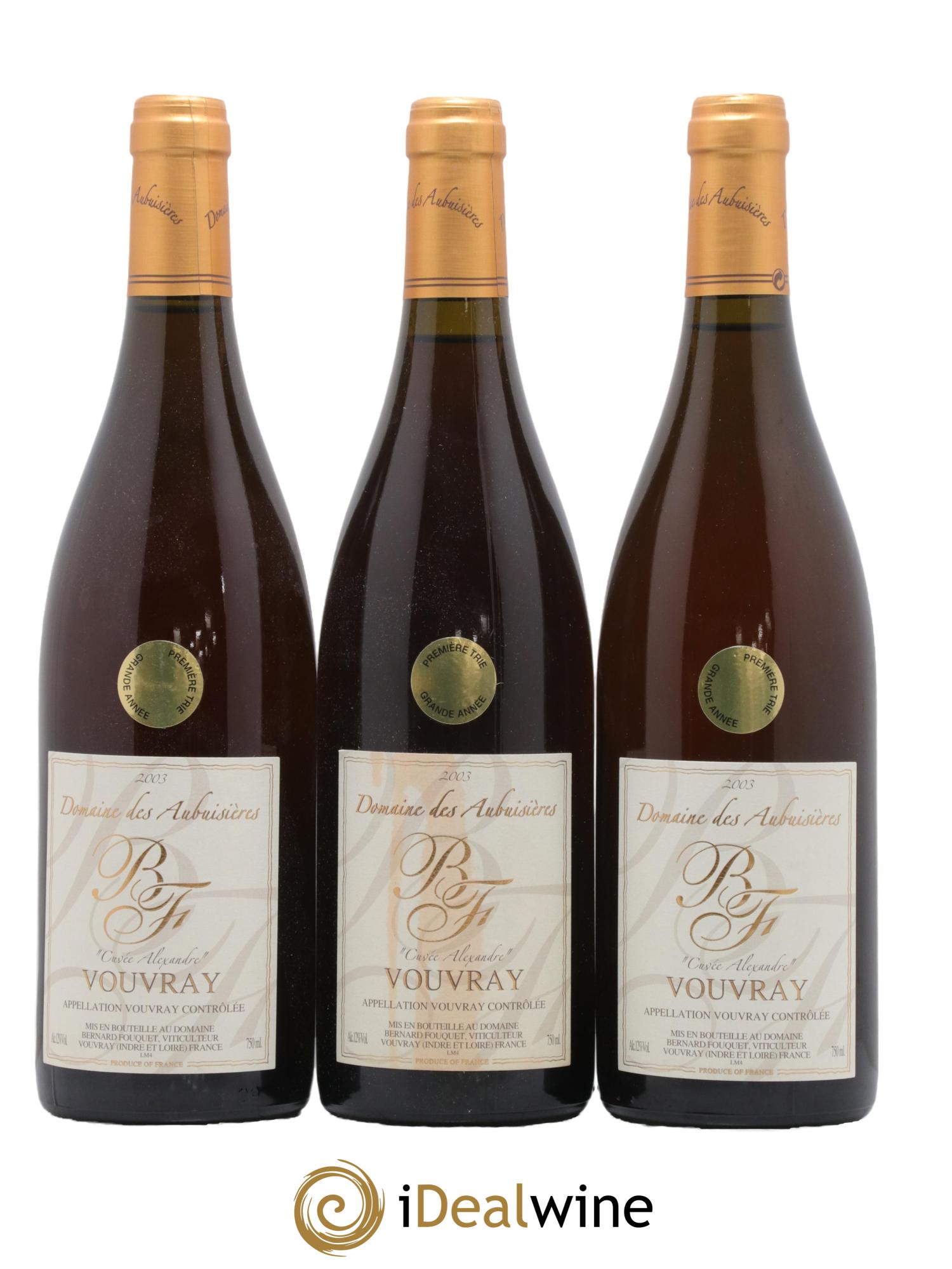 Vouvray Première Trie Cuvée Alexandre Domaine Des Aubuisières 2003 - Lotto di 3 bottiglie - 0