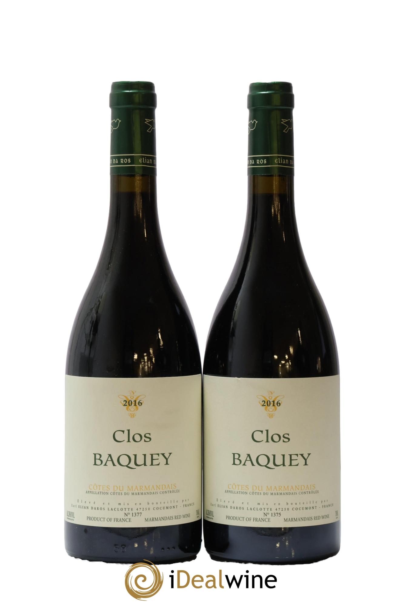 Côtes du Marmandais Clos Baquey Elian Da Ros (Domaine) 2016 - Lot of 2 bottles - 0