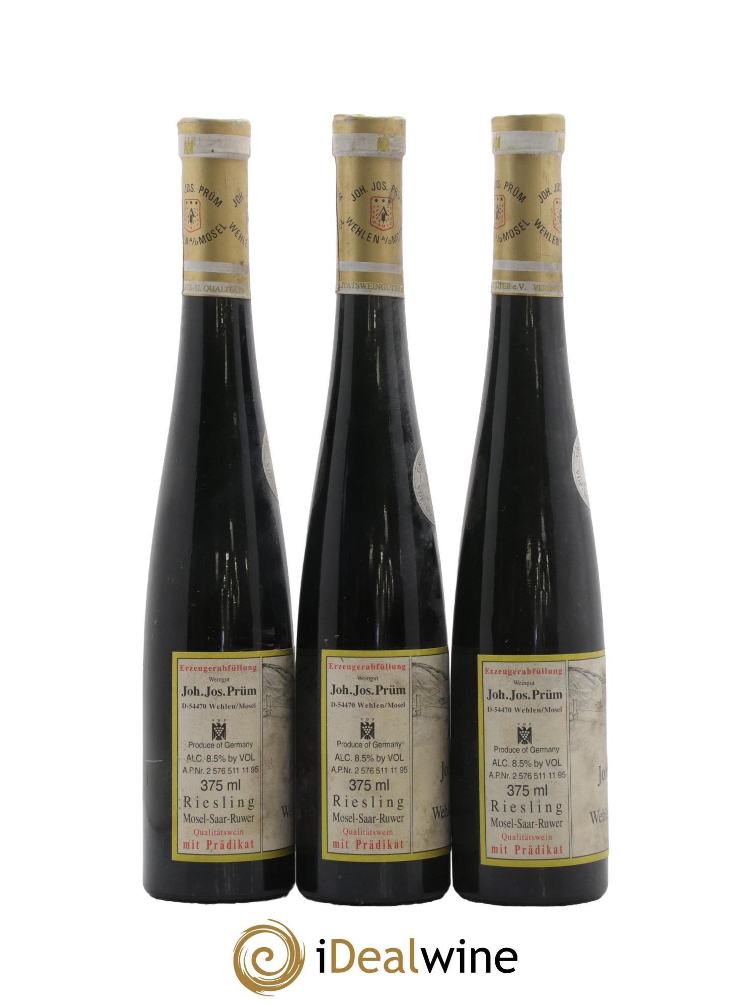 Riesling Joh. Jos. Prum Wehlener Sonnenuhr Auslese Gold Capsule Versteigerung 1994 - Lot of 3 half-bottles - 1