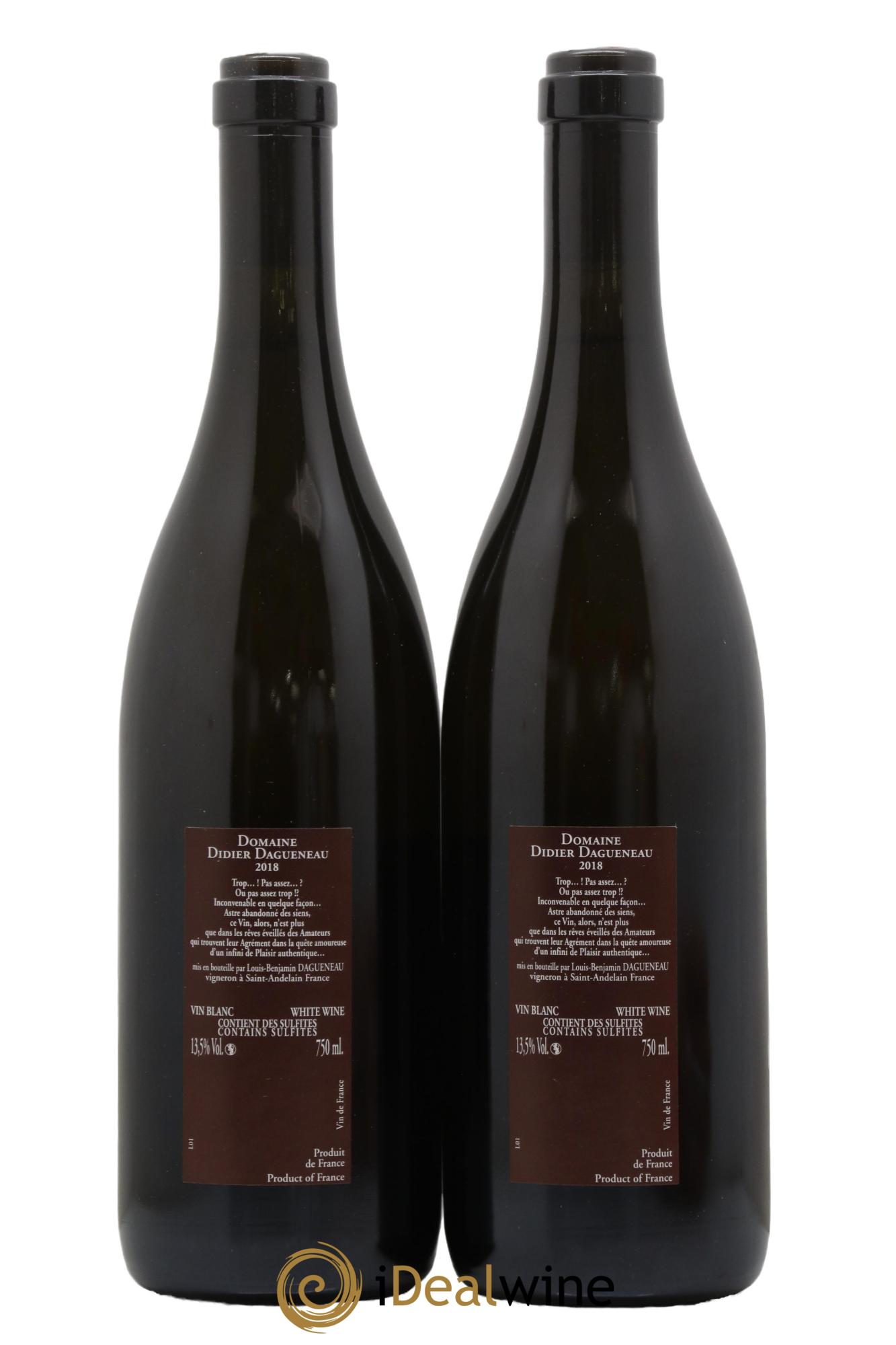 Vin de France (anciennement Pouilly-Fumé) Pur Sang Dagueneau (Domaine Didier - Louis-Benjamin) 2018 - Posten von 2 Flaschen - 1