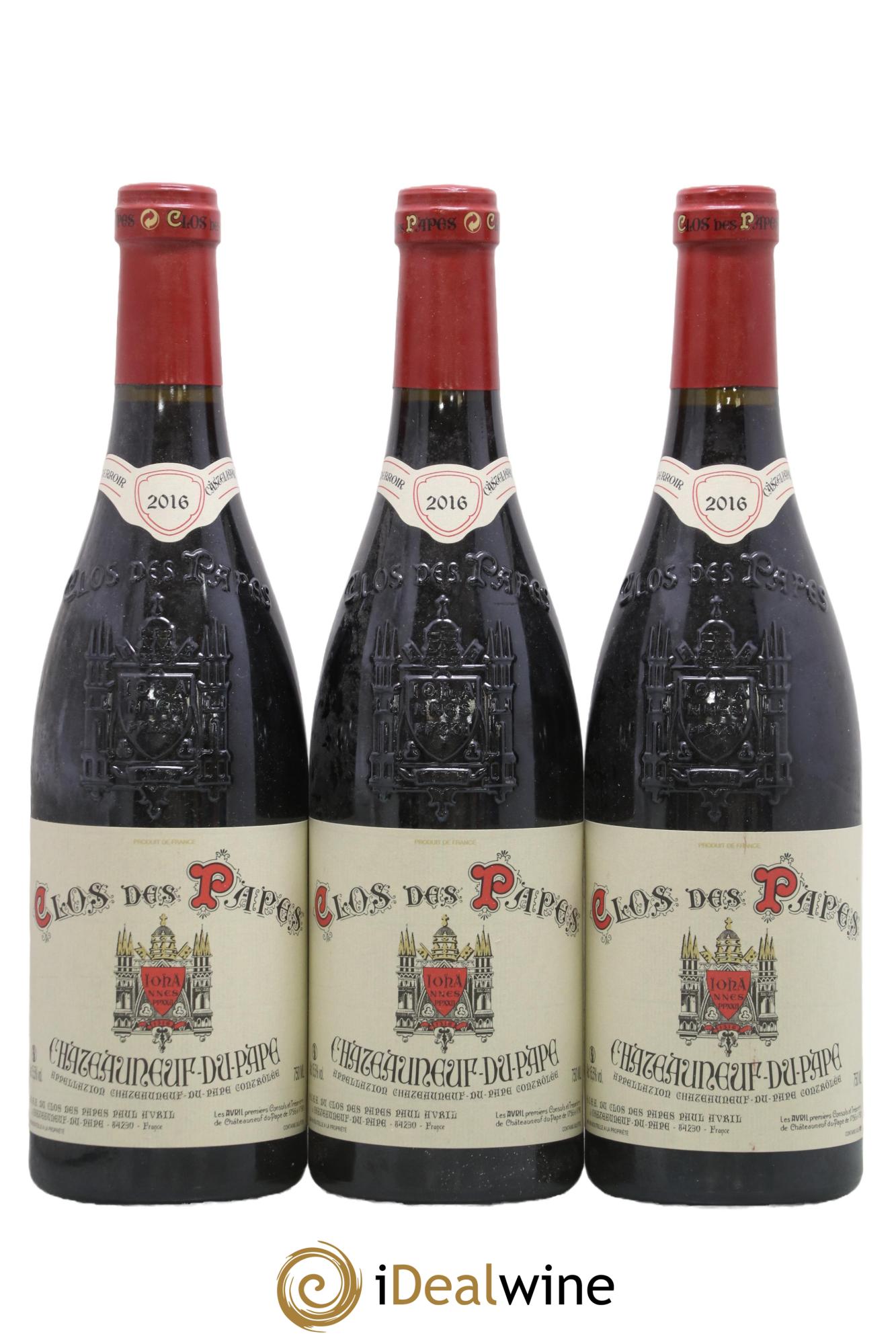 Châteauneuf-du-Pape Clos des Papes - Paul Avril 2016 - Lot de 3 bouteilles - 0