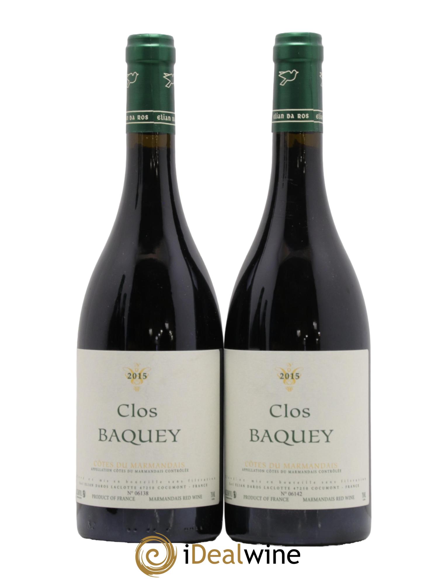 Côtes du Marmandais Clos Baquey Elian Da Ros (Domaine) 2015 - Lot de 2 bouteilles - 0