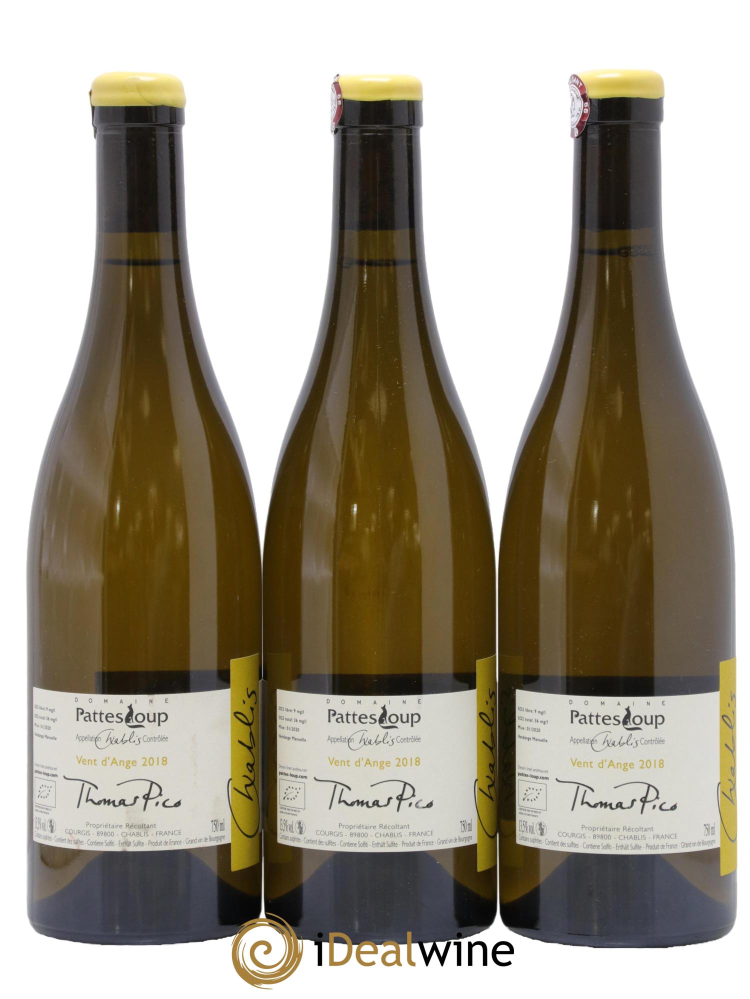 Chablis Vent d'Ange Pattes Loup (Domaine) 2018 - Lot de 3 bouteilles - 0