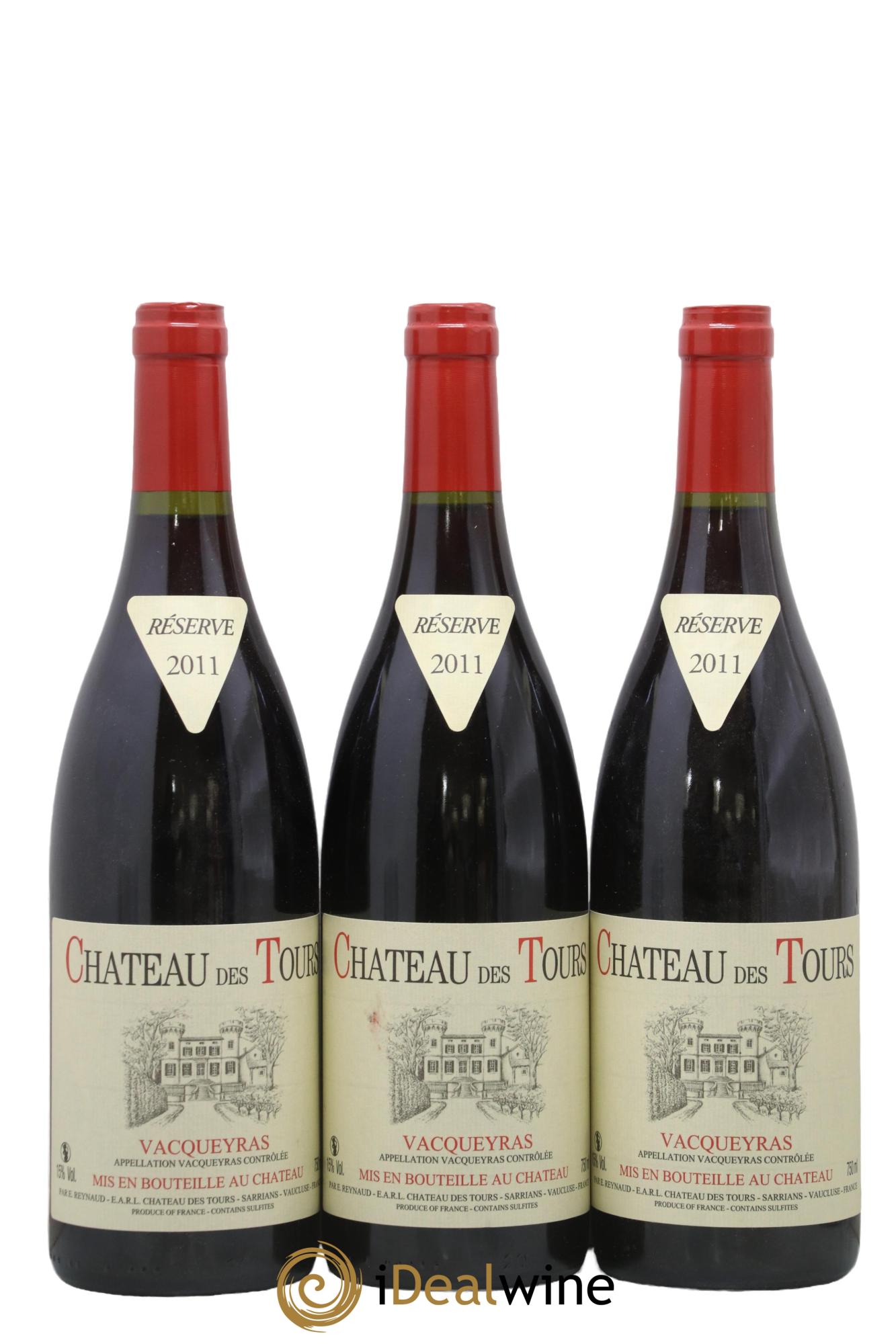 Vacqueyras Château des Tours Emmanuel Reynaud 2011 - Lot de 3 bouteilles - 0