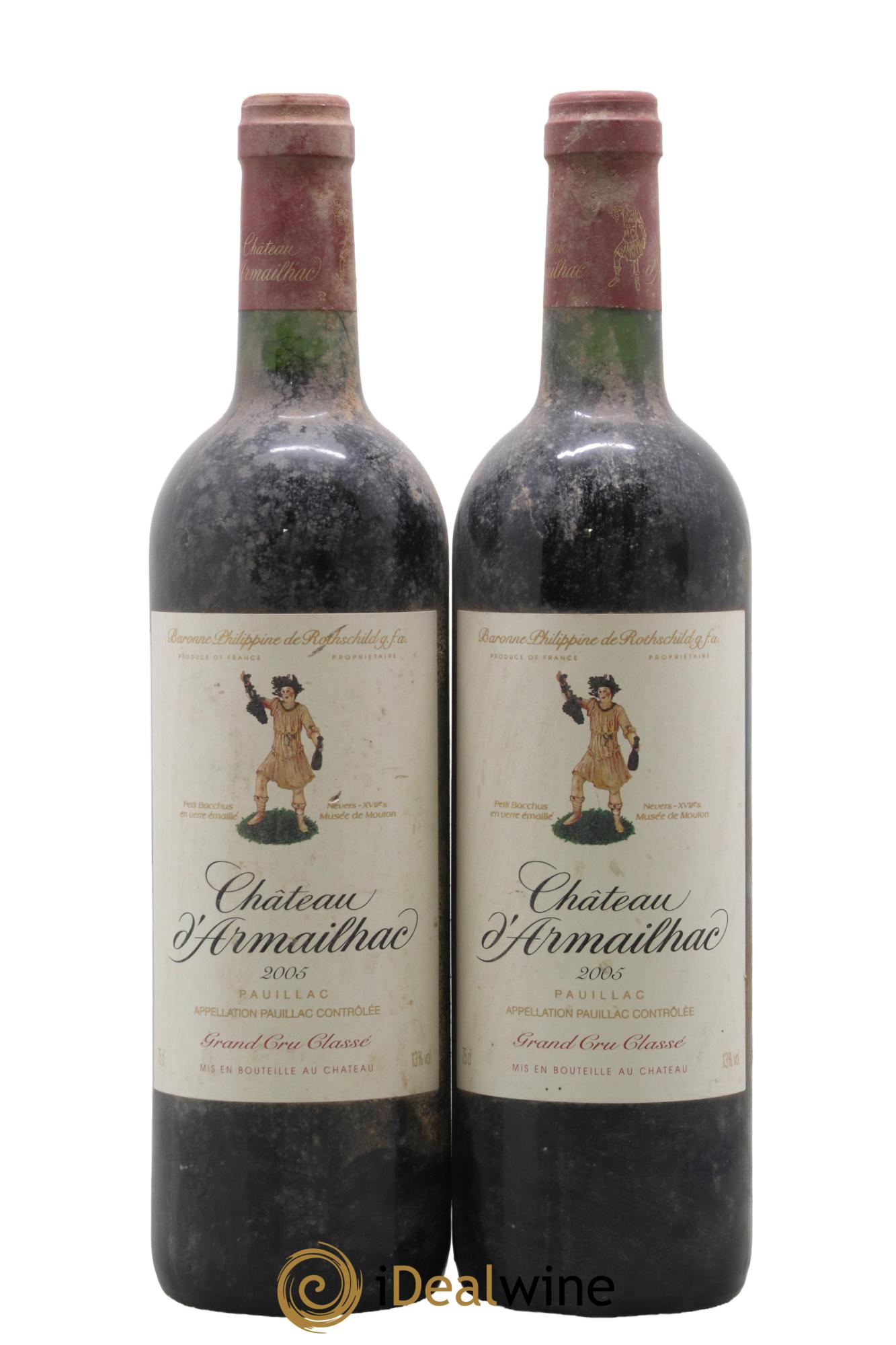 Château d' Armailhac - Mouton Baron(ne) Philippe 5ème Grand Cru Classé 2005 - Lot de 2 bouteilles - 0
