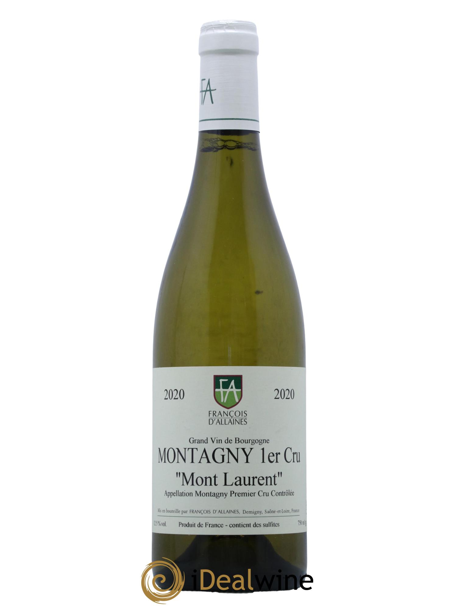Montagny 1er Cru Mont Laurent François d'Allaines 2020 - Lot de 1 bouteille - 0