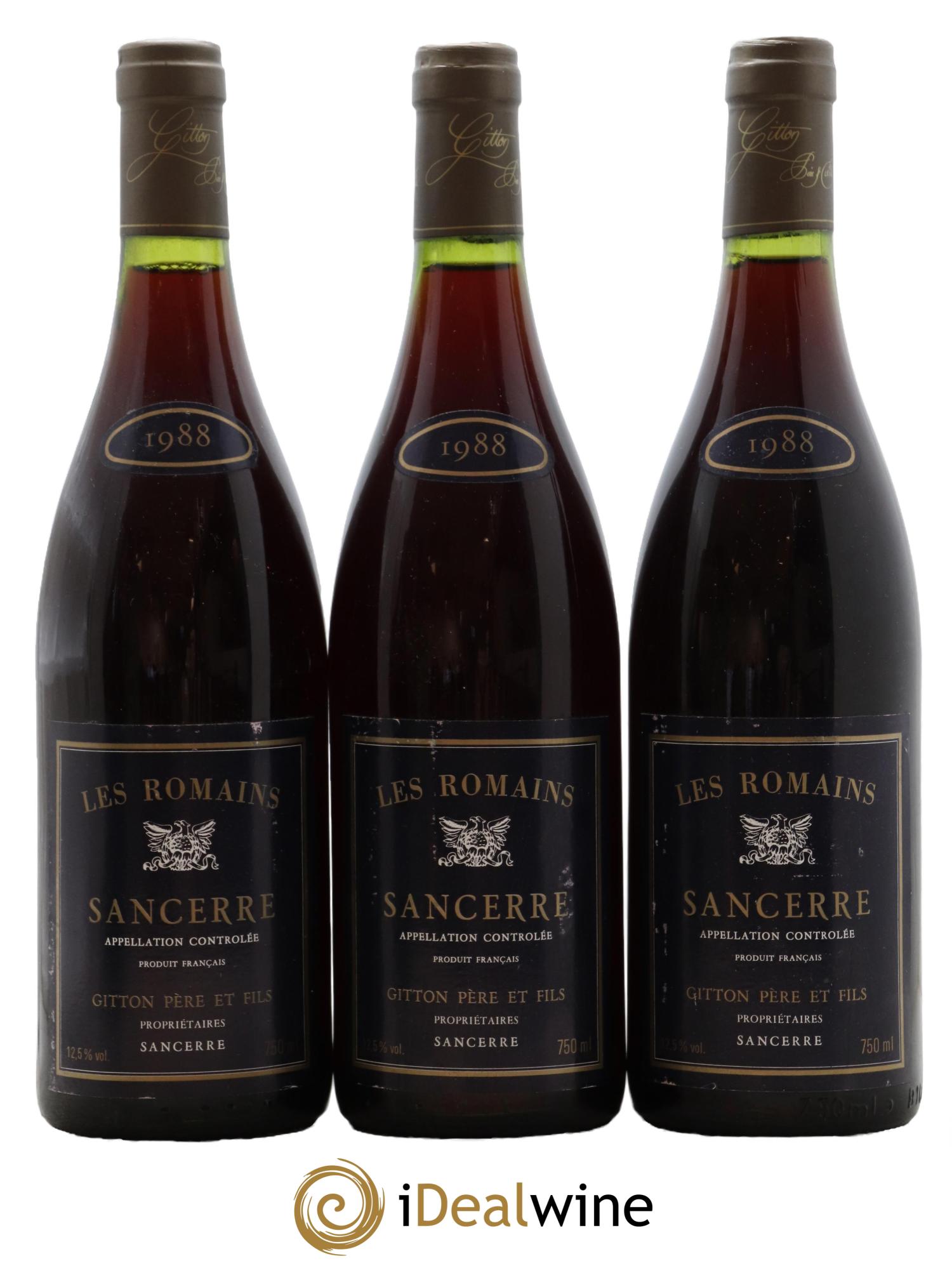 Sancerre Les Romains Gitton Père et Fils 1988 - Lot de 3 bouteilles - 0
