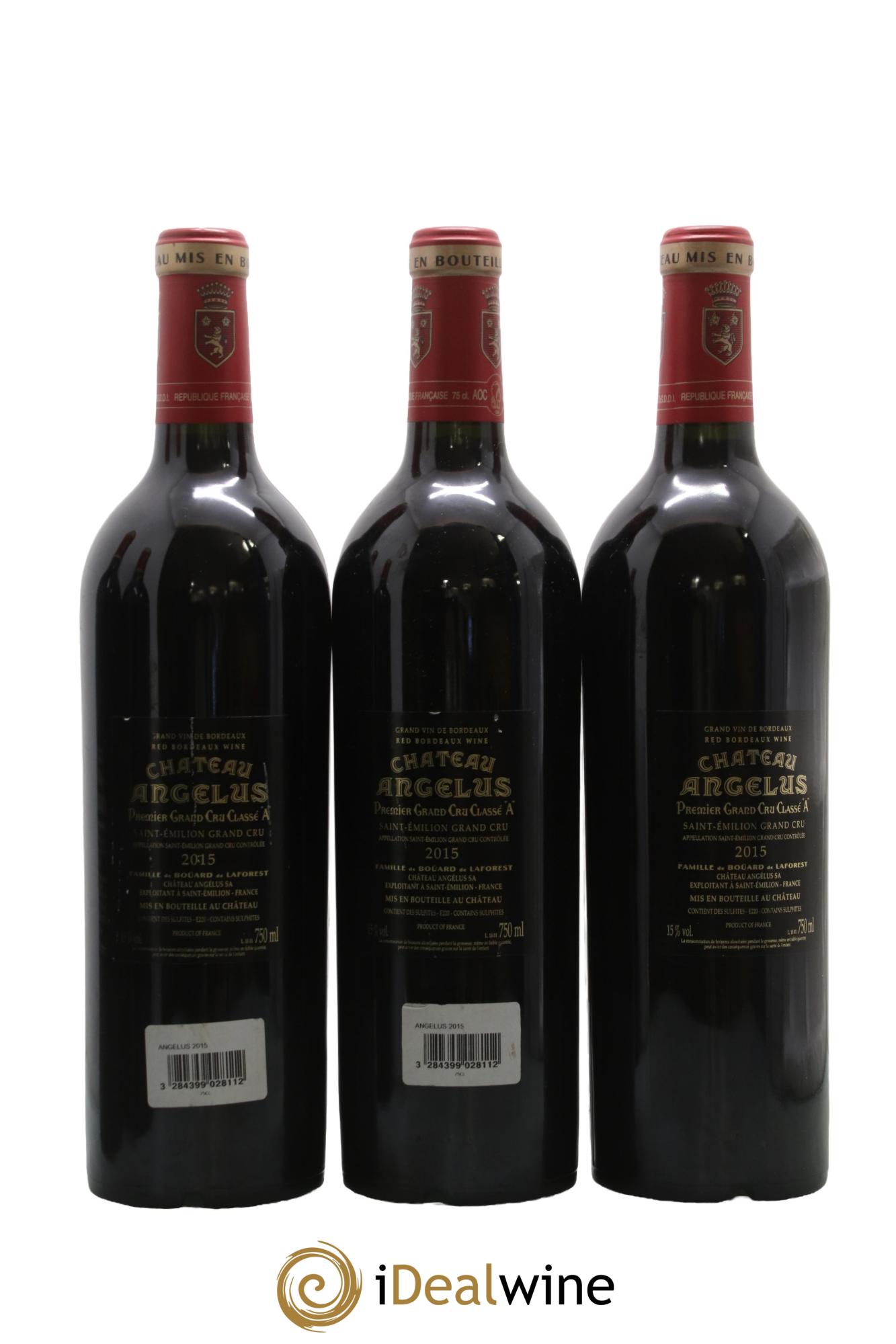 Château Angélus 1er Grand Cru Classé A 2015 - Lot of 3 bottles - 1