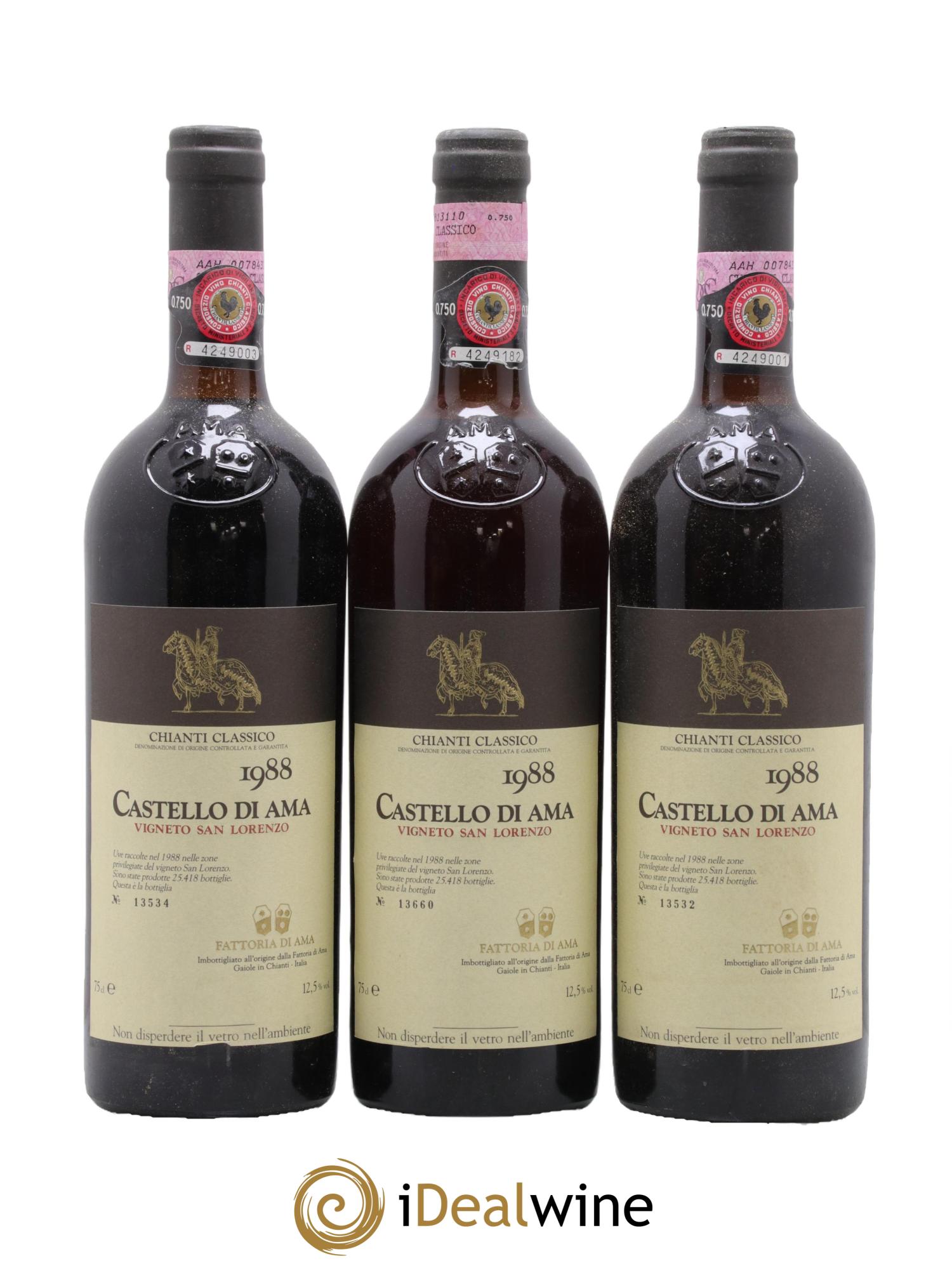 Chianti Classico DOCG San Lorenzo Castello di Ama 1988 - Lot de 6 bouteilles - 1