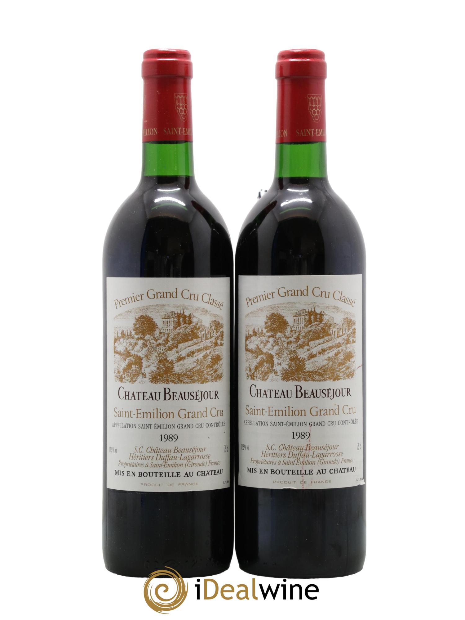 Château Beauséjour (Duffau-Lagarrosse) 1er Grand Cru Classé B 1989 - Lot de 2 bouteilles - 0