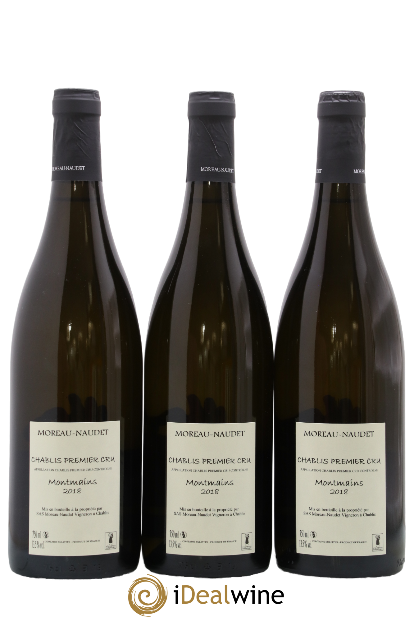 Chablis 1er Cru Montmains Stephane Moreau-Naudet 2018 - Lotto di 3 bottiglie - 1