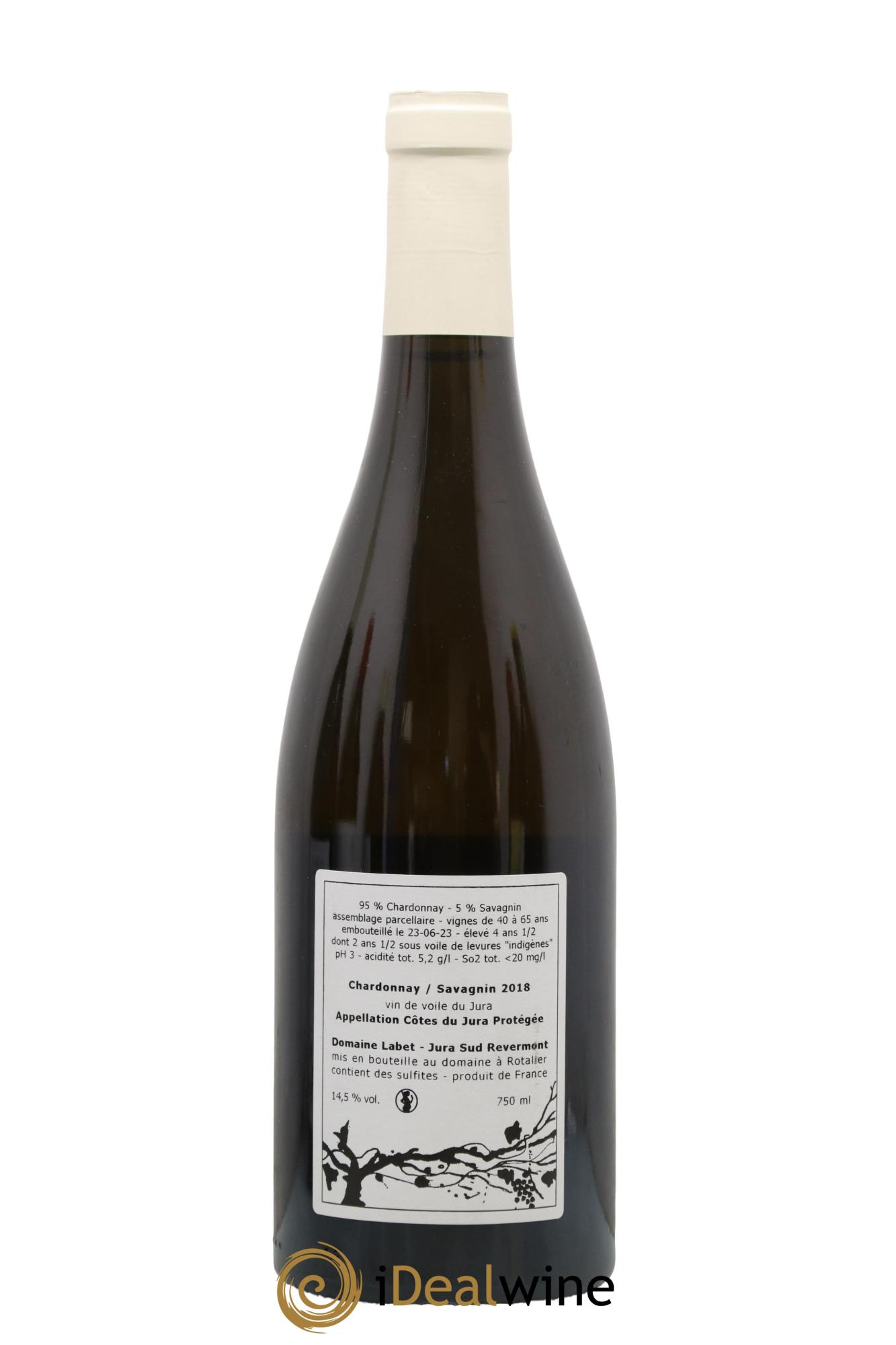 Côtes du Jura Vin de Voile Chardonnay-Savagnin cuvée de garde Romain - Julien - Charline Labet 2018 - Lot de 1 bouteille - 1