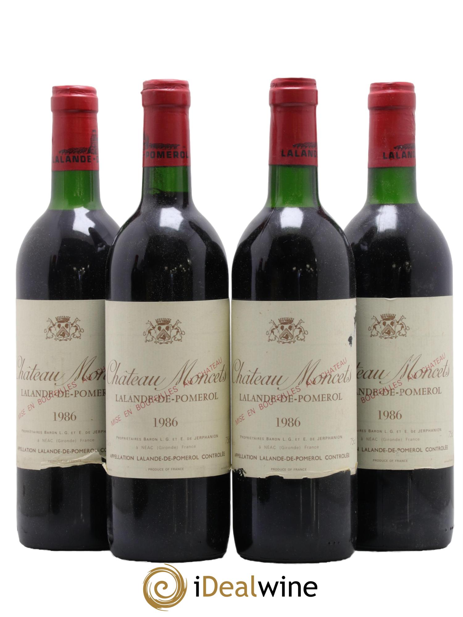 Lalande-de-Pomerol Château Moncets 1986 - Lot of 4 bottles - 0