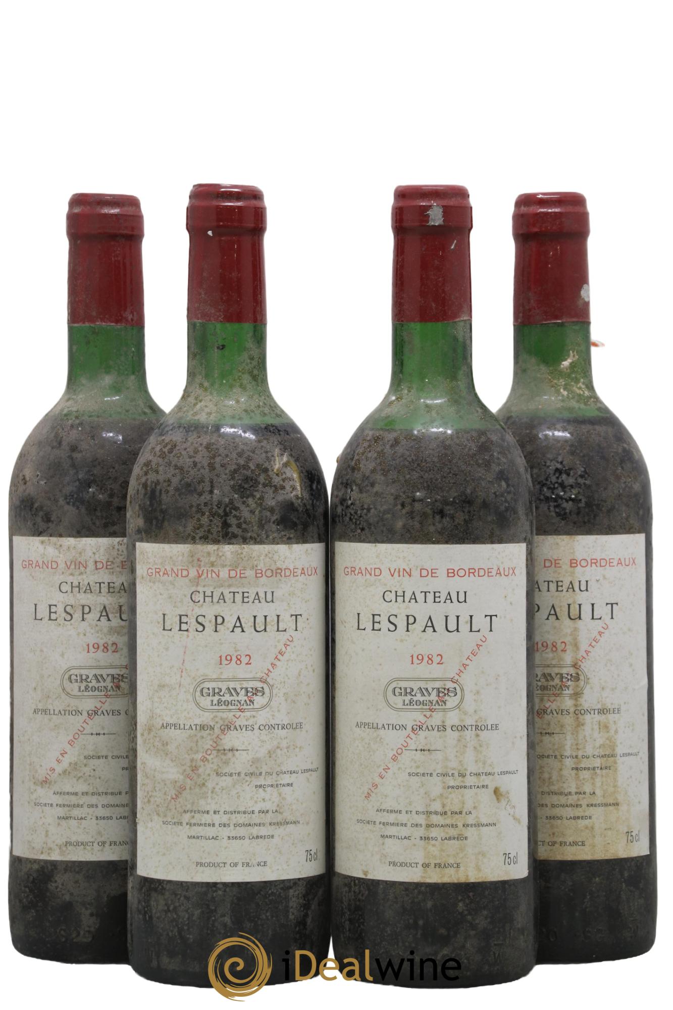 Graves Château Lespault 1982 - Lot de 4 bouteilles - 0