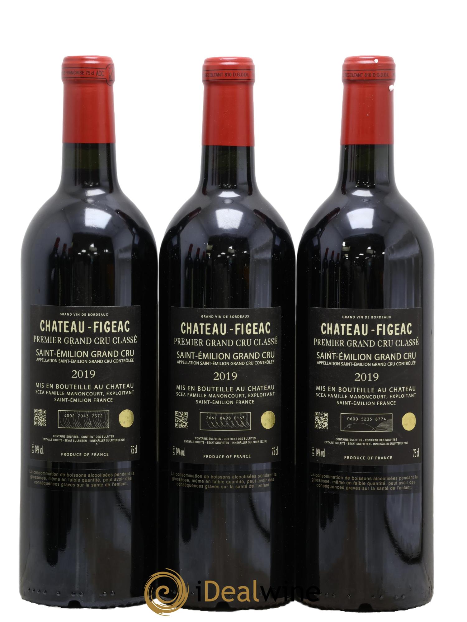 Château Figeac 1er Grand Cru Classé A 2019 - Lotto di 3 bottiglie - 1