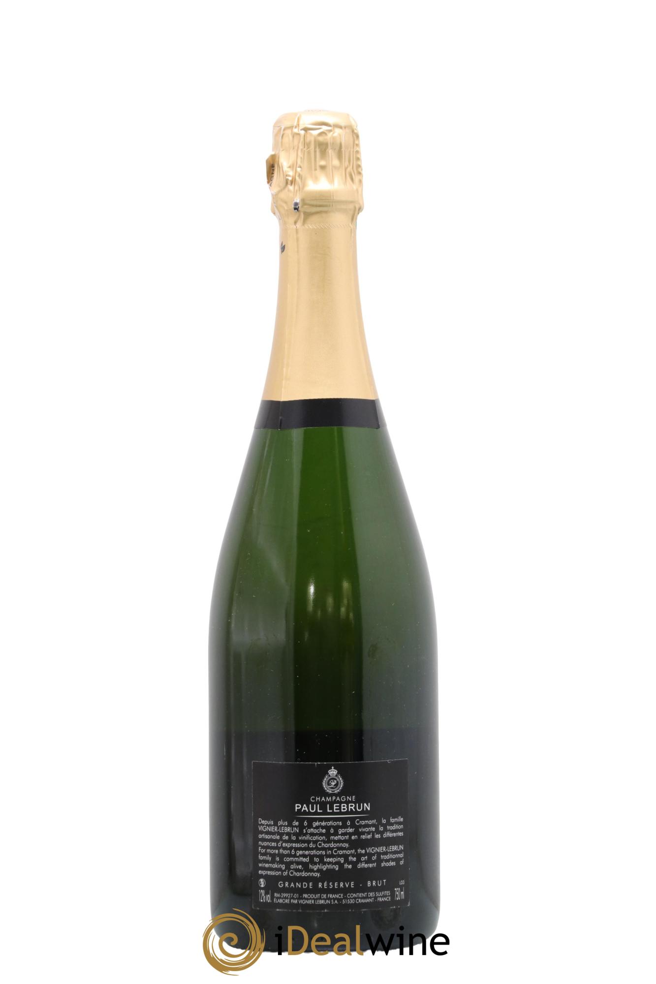 Champagne Brut Grande Réserve Paul Lebrun - Lot de 1 bouteille - 1