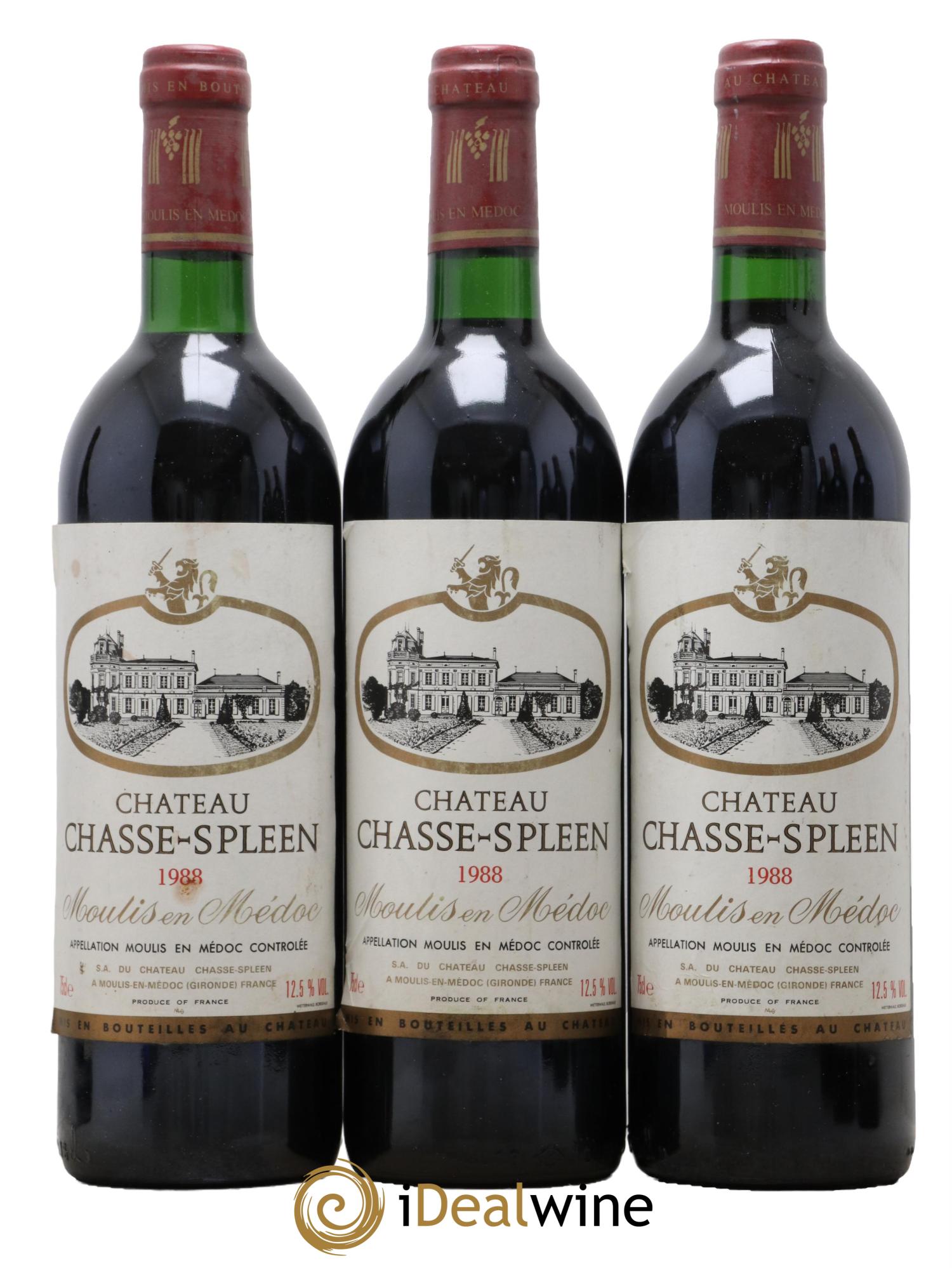 Château Chasse Spleen 1988 - Lot de 3 bouteilles - 0