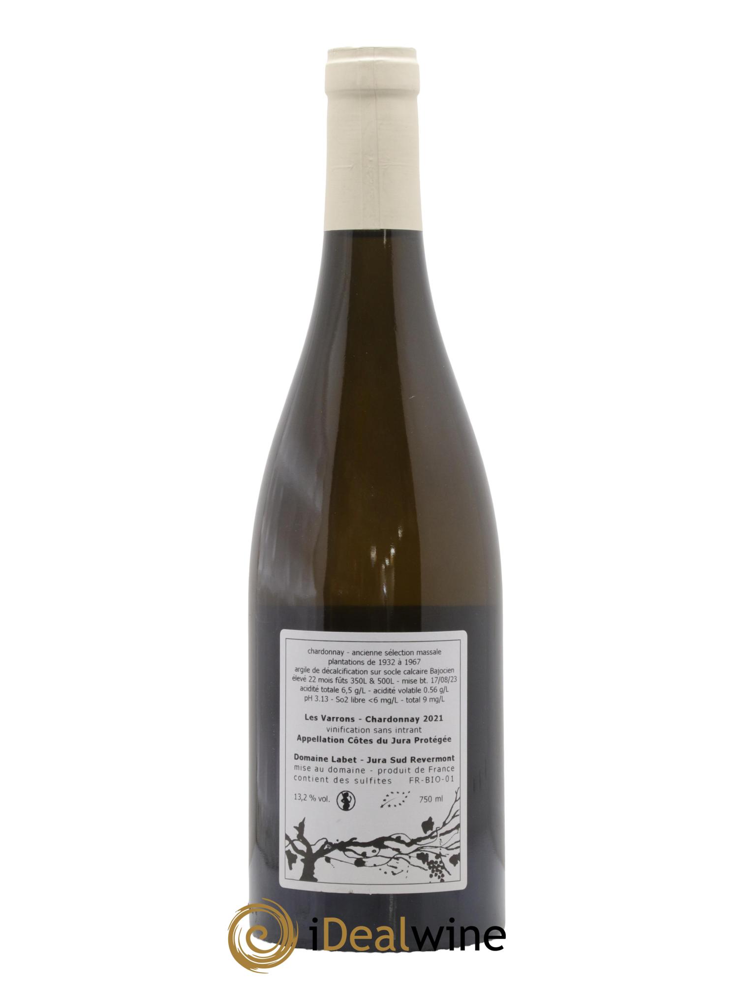 Côtes du Jura Chardonnay Les Varrons Romain - Julien - Charline Labet 2021 - Lot de 1 bouteille - 1